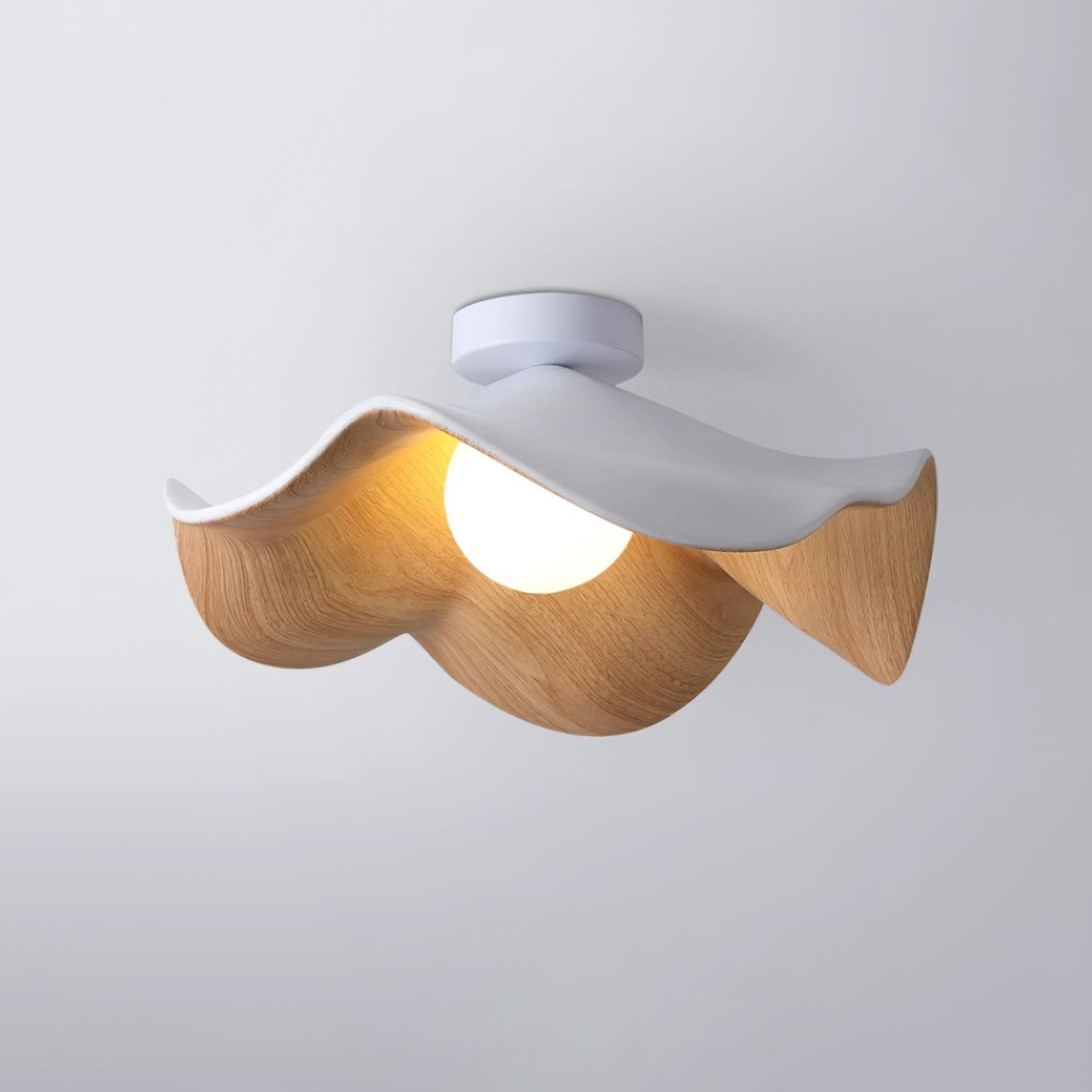 Belenor Ceiling Lamp Lotus Leaf with Wood and White Finish-Neutral Decor