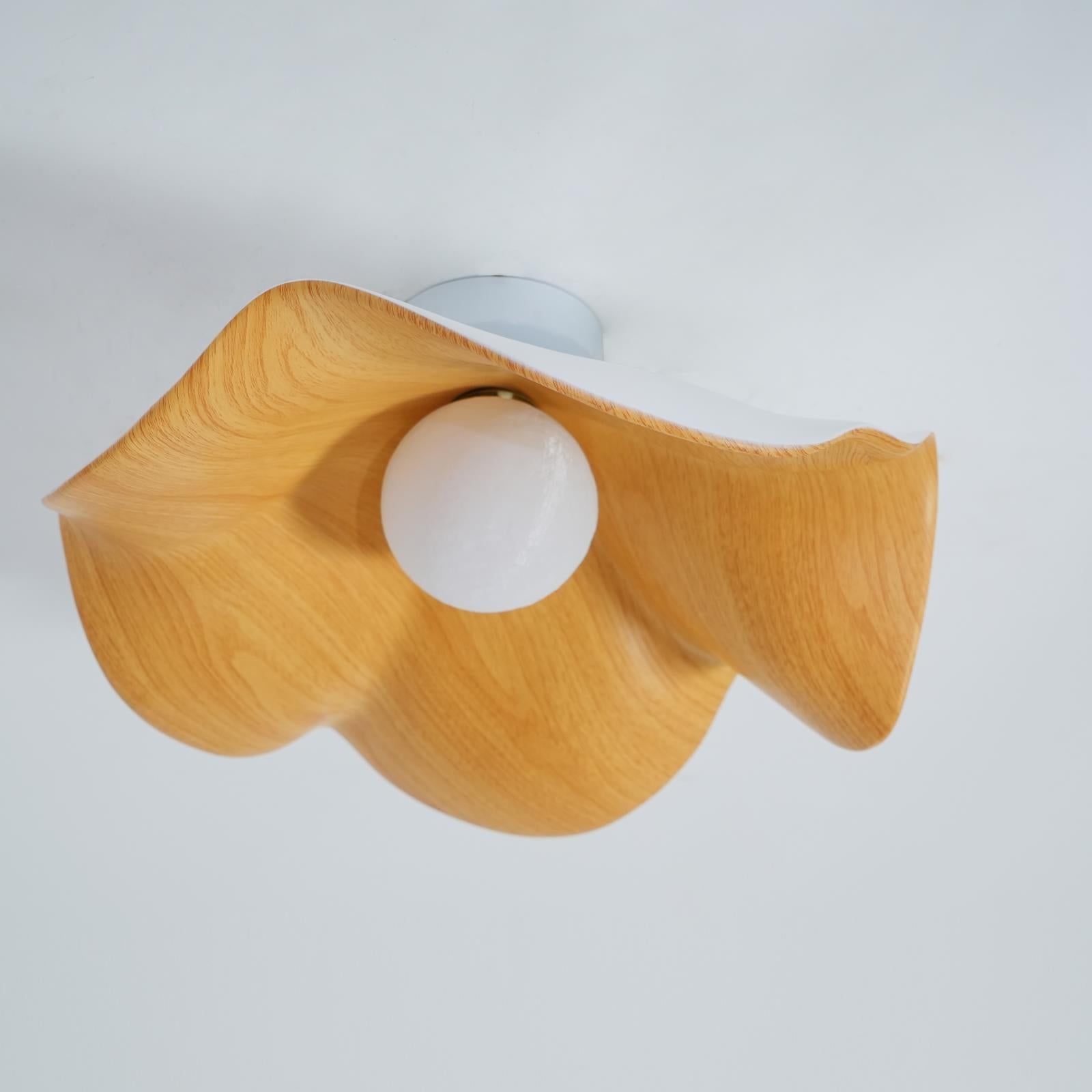 Belenor Ceiling Lamp Lotus Leaf with Wood and White Finish-Neutral Decor