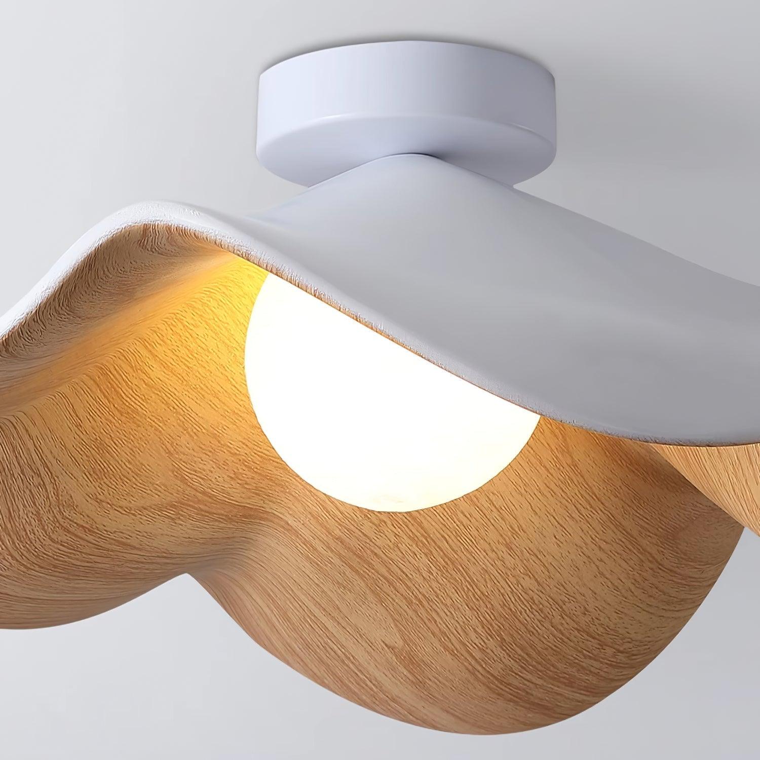 Belenor Ceiling Lamp Lotus Leaf with Wood and White Finish-Neutral Decor