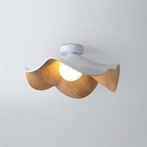 Belenor Ceiling Lamp Lotus Leaf with Wood and White Finish-Neutral Decor