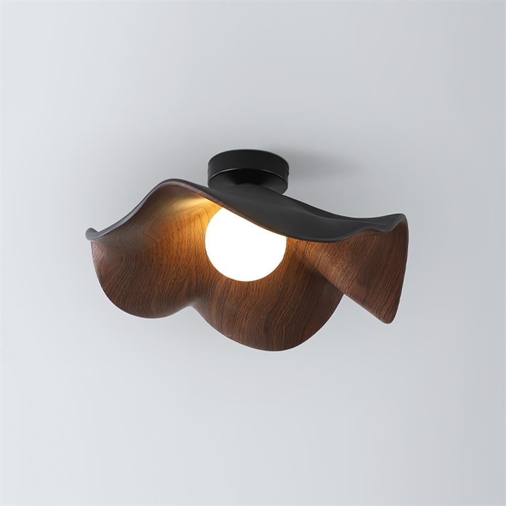 Belenor Ceiling Lamp Lotus Leaf with Wood and White Finish-Neutral Decor