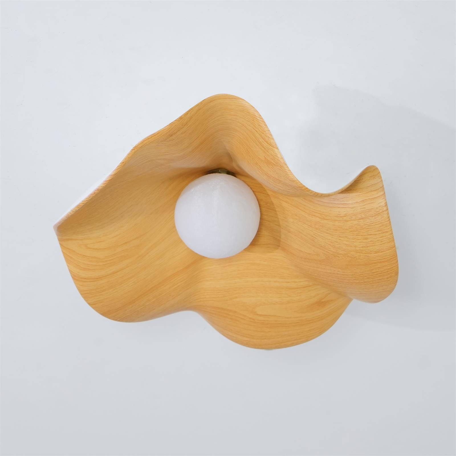 Belenor Ceiling Lamp Lotus Leaf with Wood and White Finish-Neutral Decor