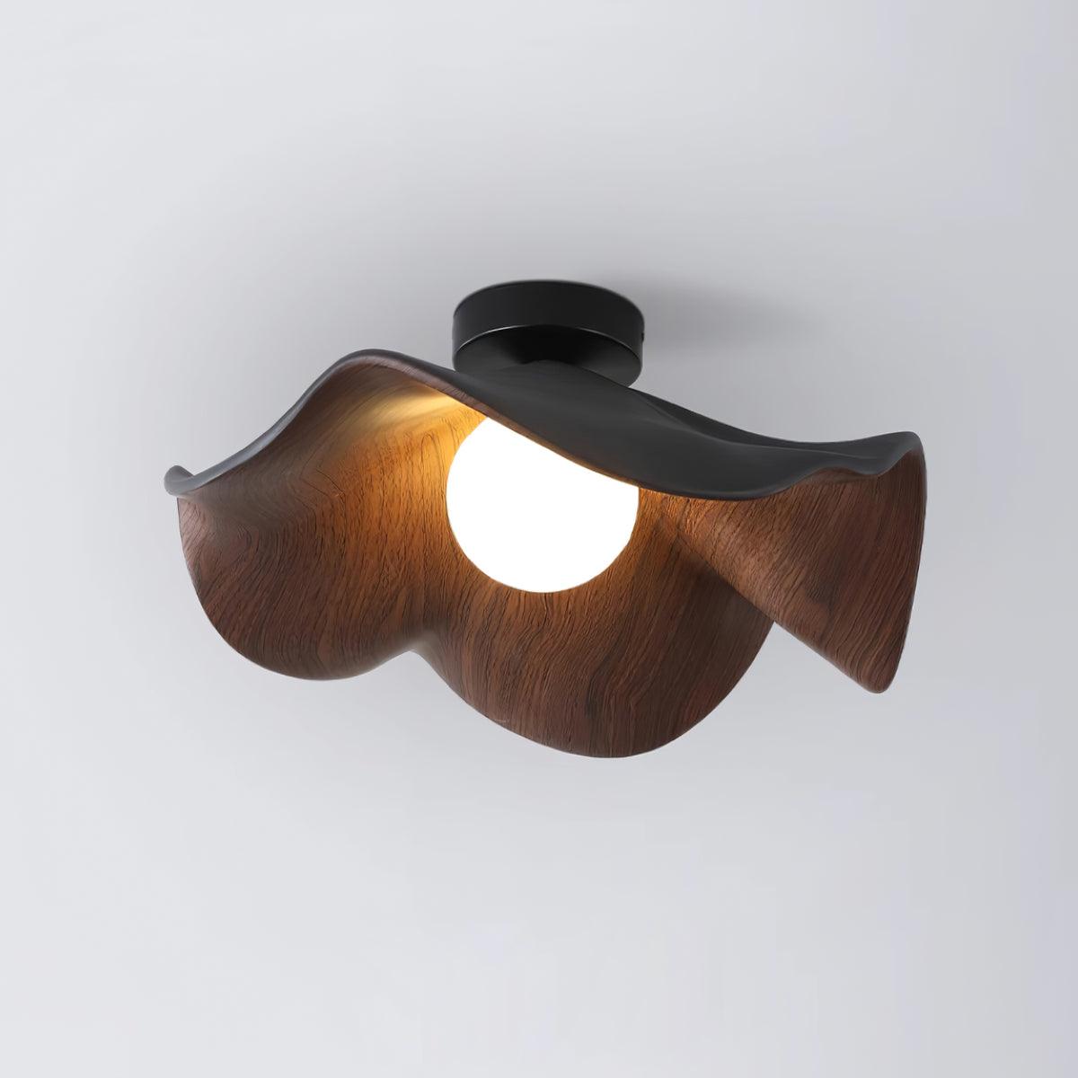 Belenor Ceiling Lamp Lotus Leaf with Wood and White Finish-Neutral Decor