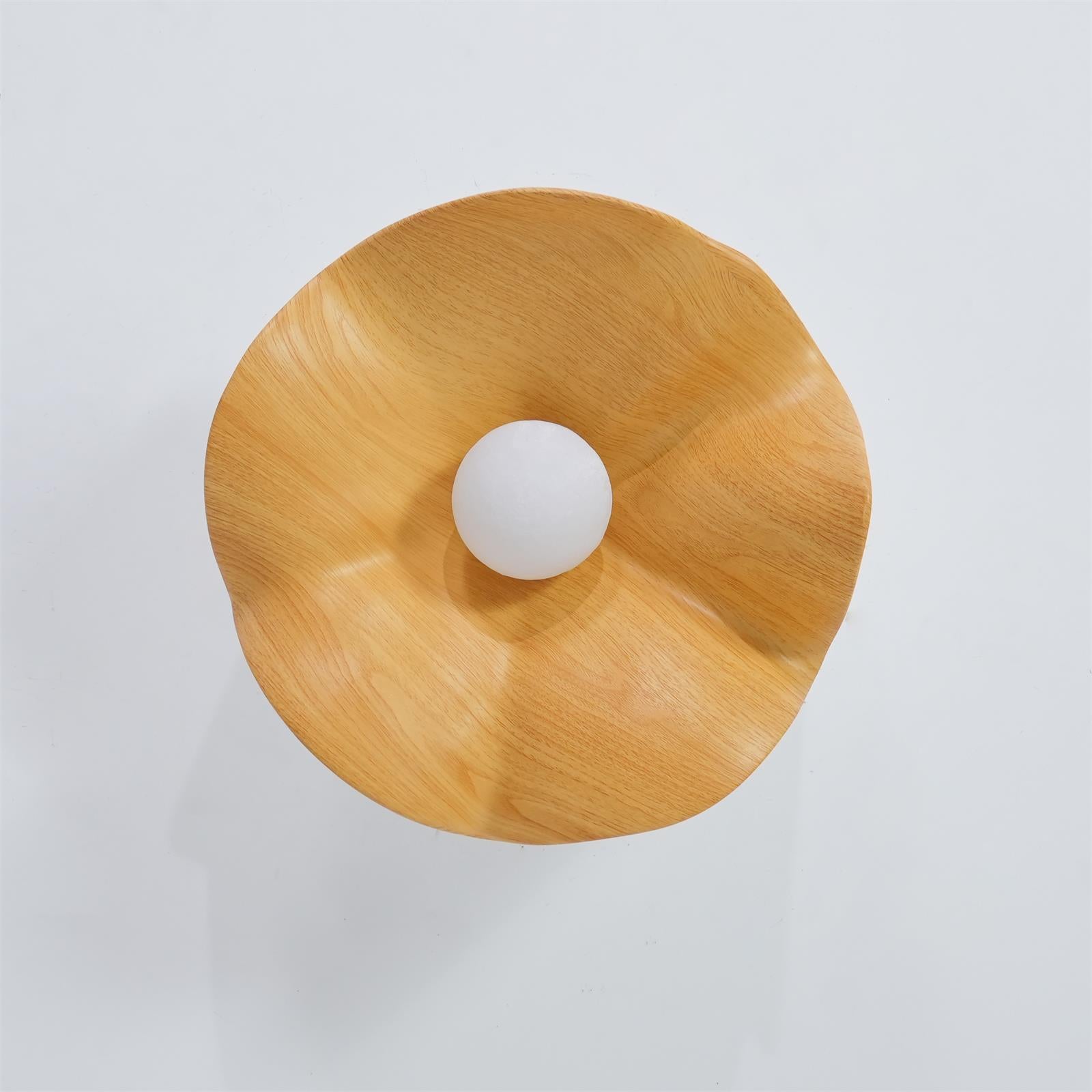Belenor Ceiling Lamp Lotus Leaf with Wood and White Finish-Neutral Decor