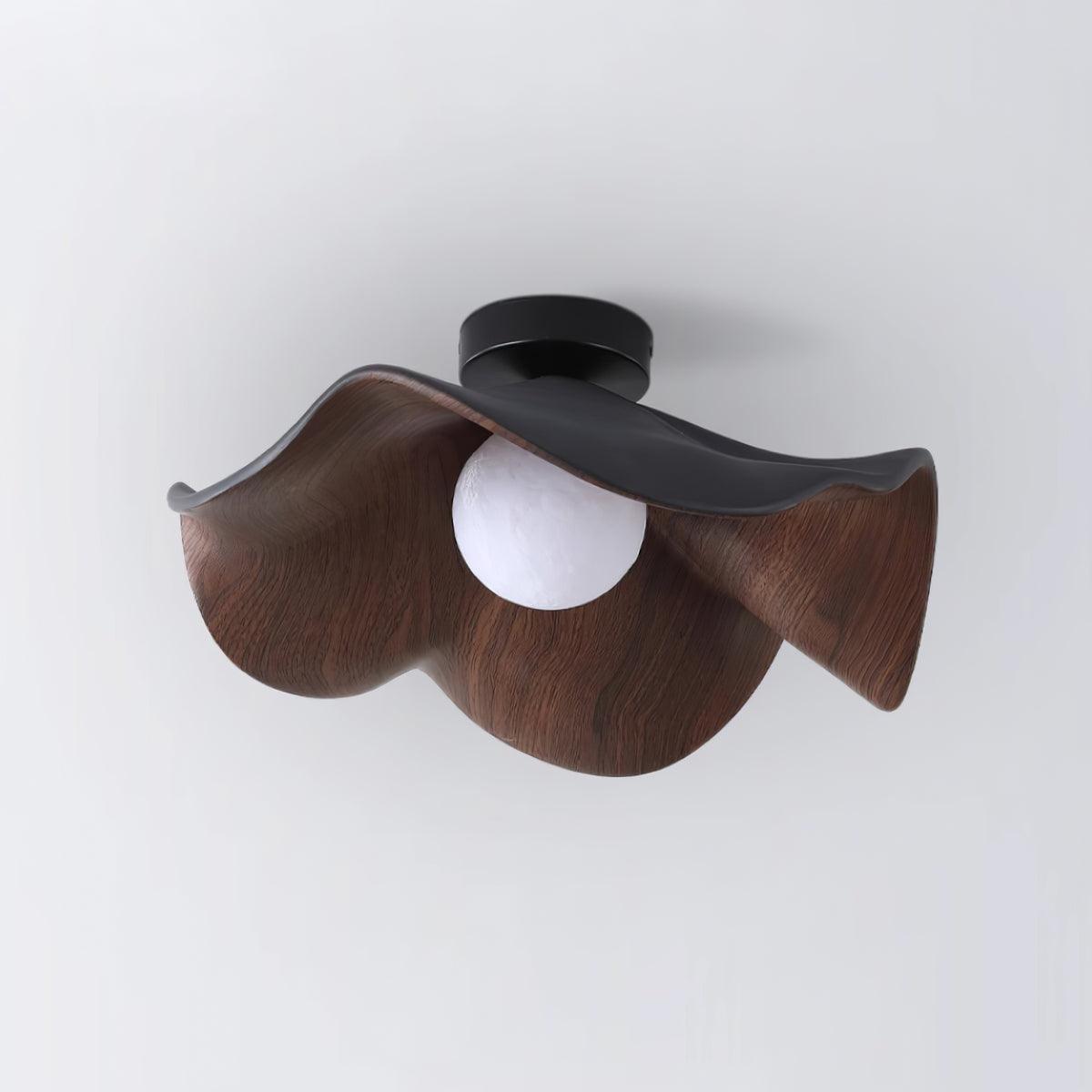 Belenor Ceiling Lamp Lotus Leaf with Wood and White Finish-Neutral Decor