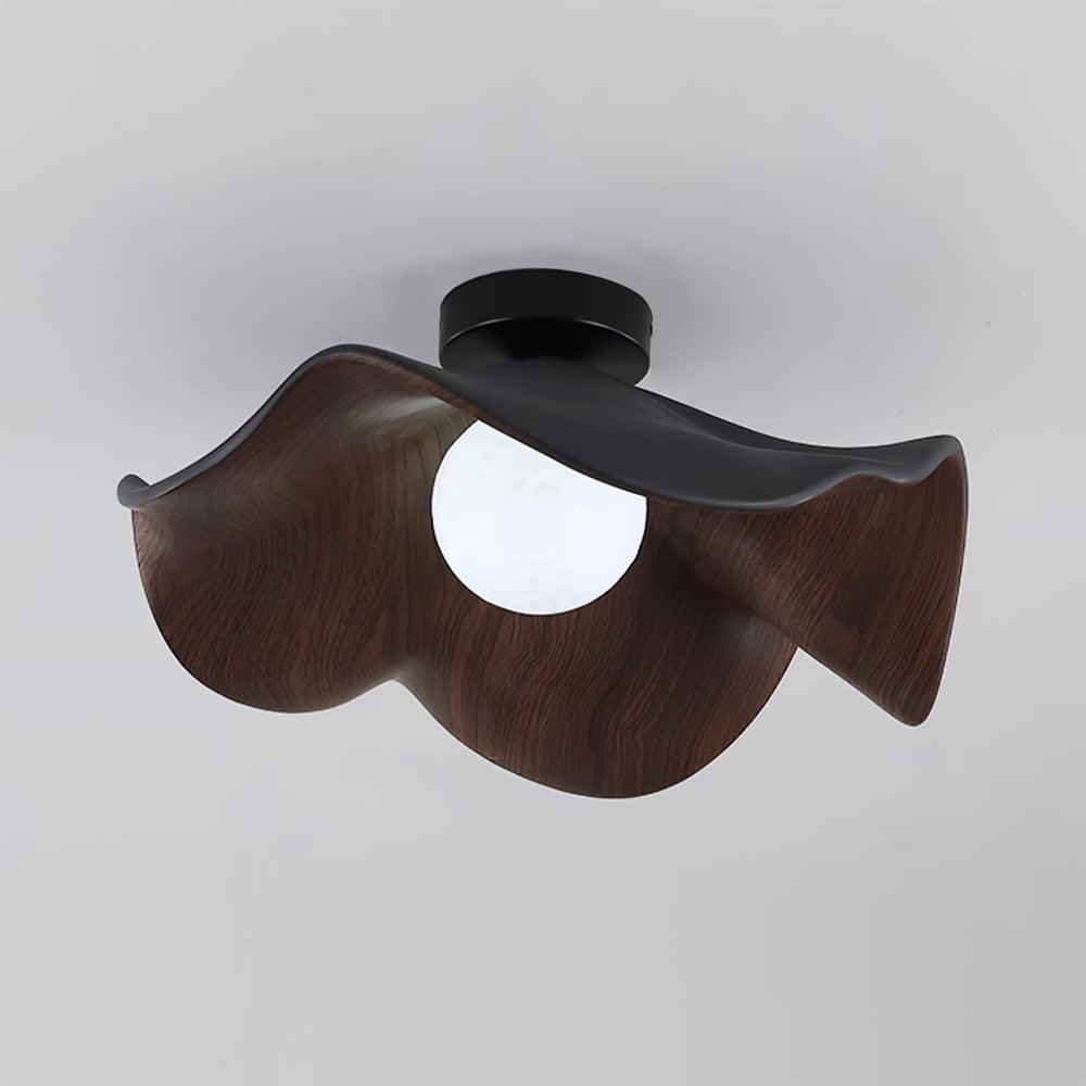 Belenor Ceiling Lamp Lotus Leaf with Wood and White Finish-Neutral Decor