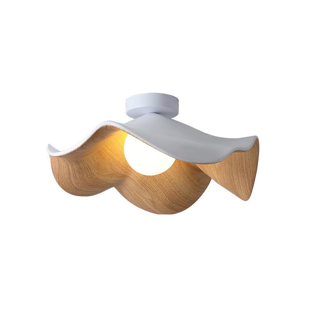 Belenor Ceiling Lamp Lotus Leaf with Wood and White Finish-Neutral Decor