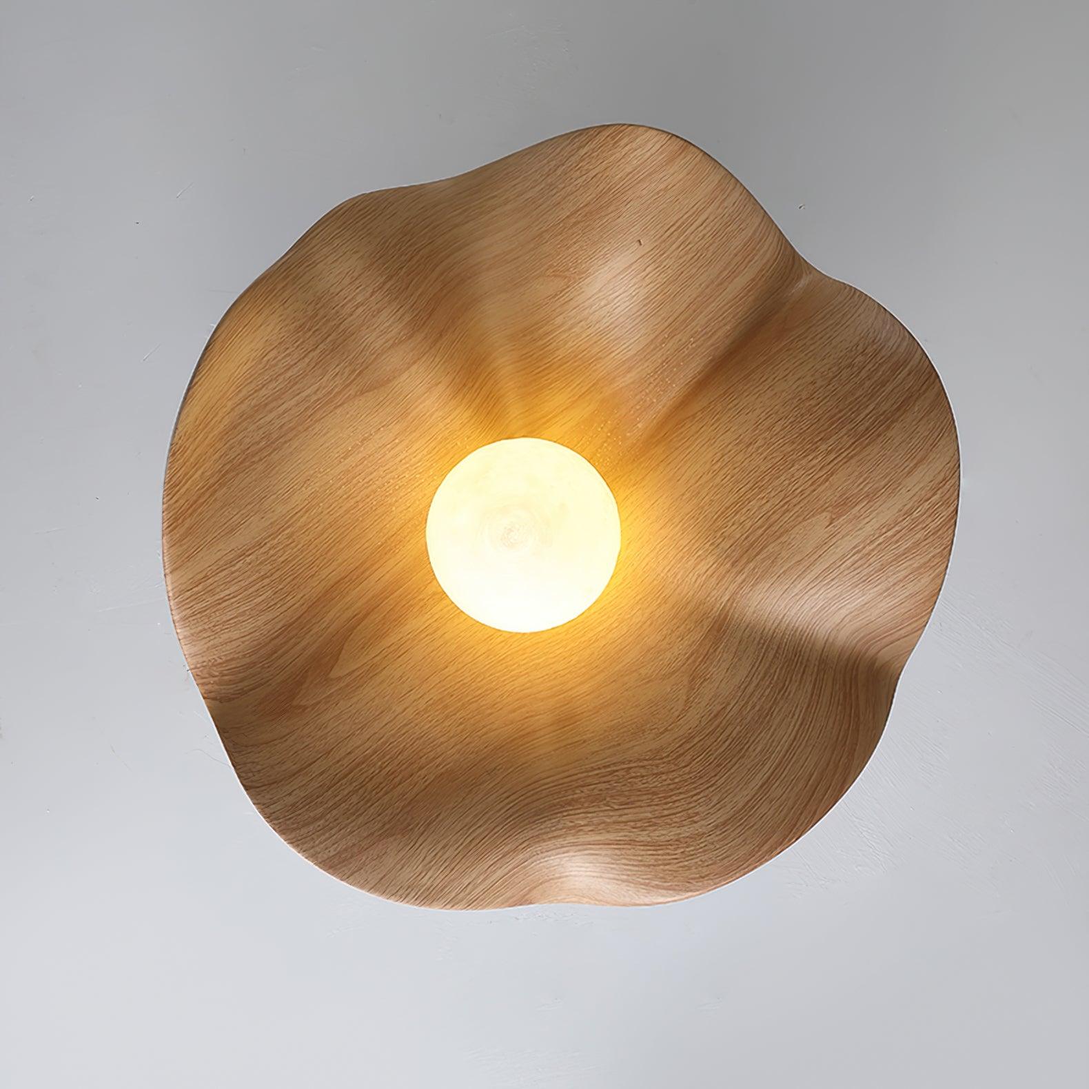 Belenor Ceiling Lamp Lotus Leaf with Wood and White Finish-Neutral Decor