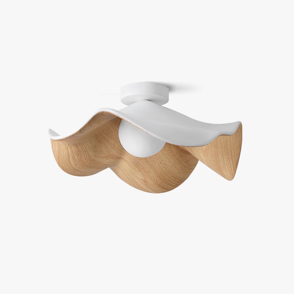Belenor Ceiling Lamp Lotus Leaf with Wood and White Finish-Neutral Decor