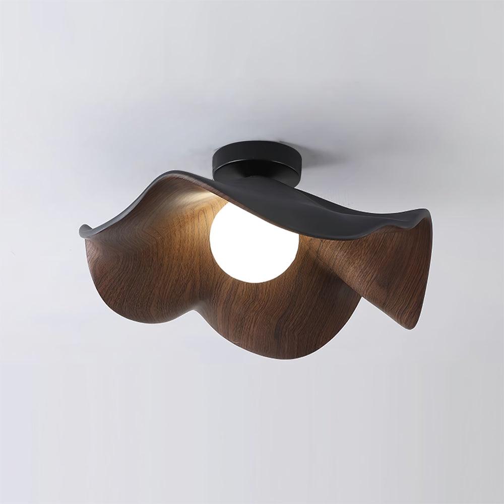 Belenor Ceiling Lamp Lotus Leaf with Wood and White Finish-Neutral Decor