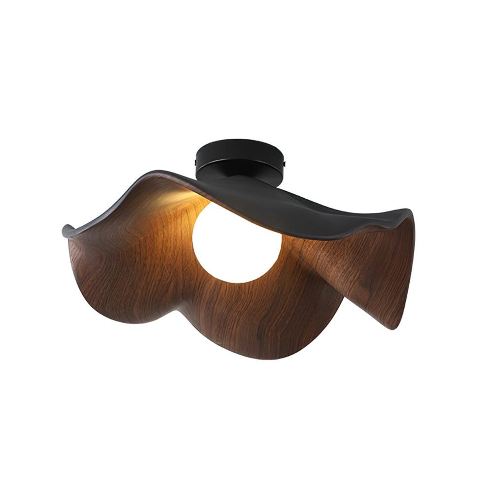 Belenor Ceiling Lamp Lotus Leaf with Wood and White Finish-Neutral Decor