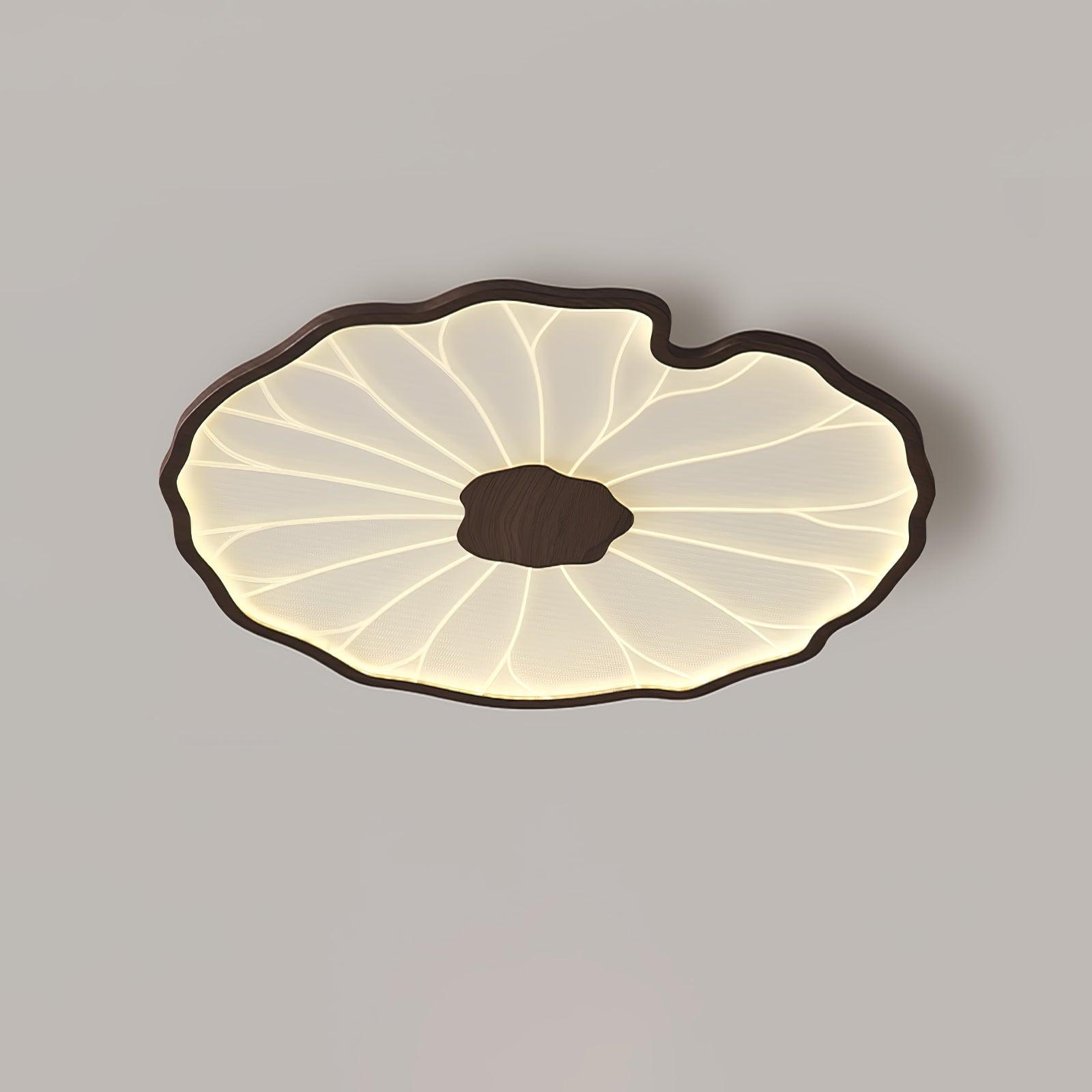 Solara Ceiling Lamp Lotus Leaf with Wooden Finish-Neutral Decor