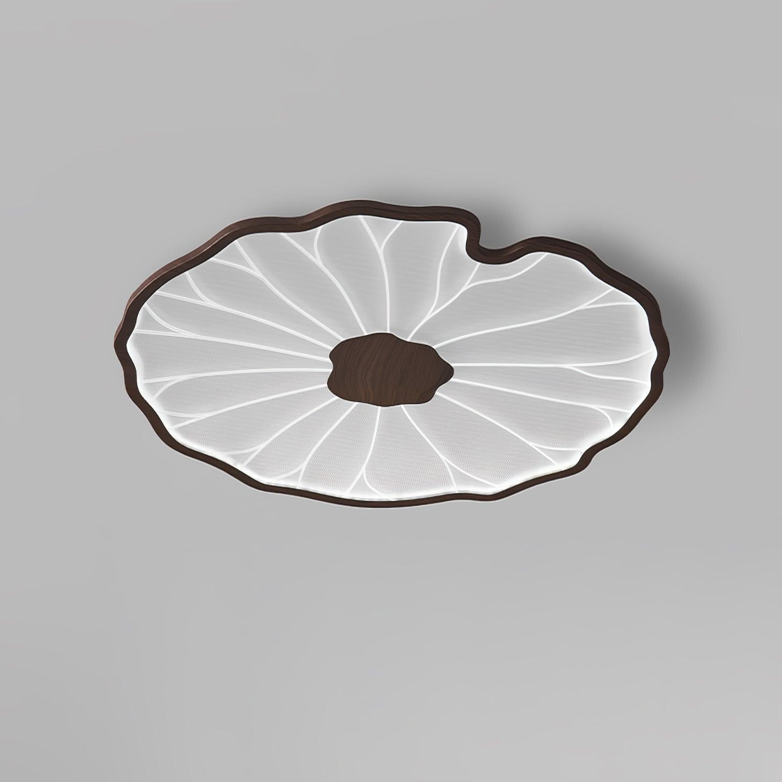 Solara Ceiling Lamp Lotus Leaf with Wooden Finish-Neutral Decor