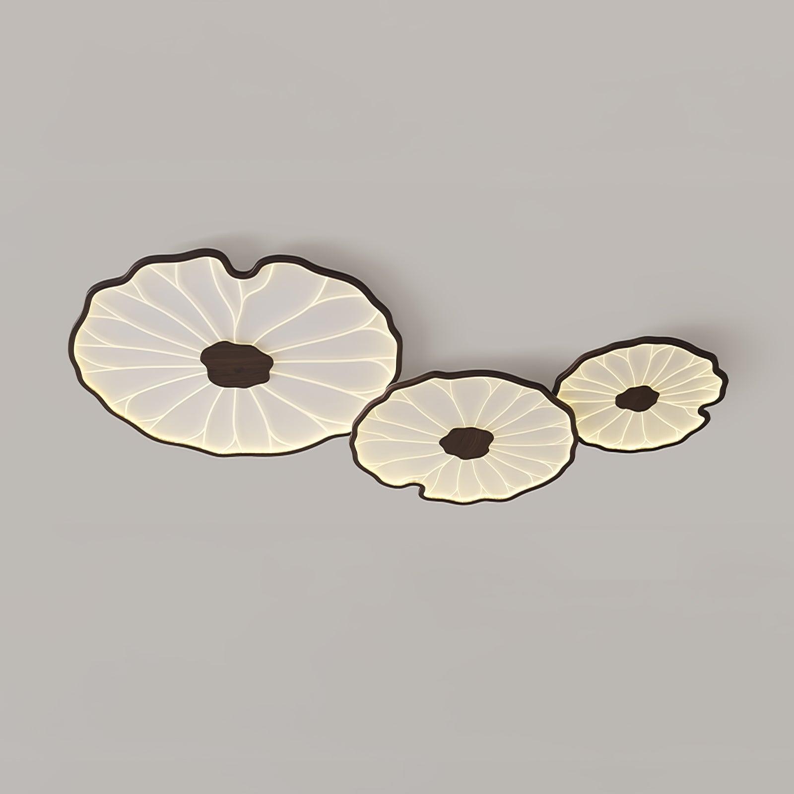Solara Ceiling Lamp Lotus Leaf with Wooden Finish-Neutral Decor