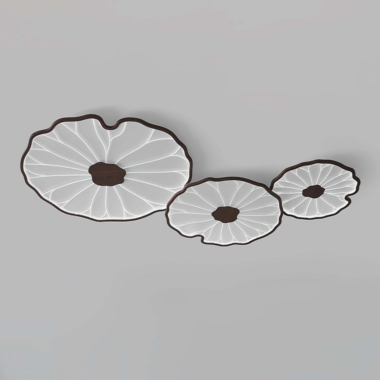 Solara Ceiling Lamp Lotus Leaf with Wooden Finish-Neutral Decor