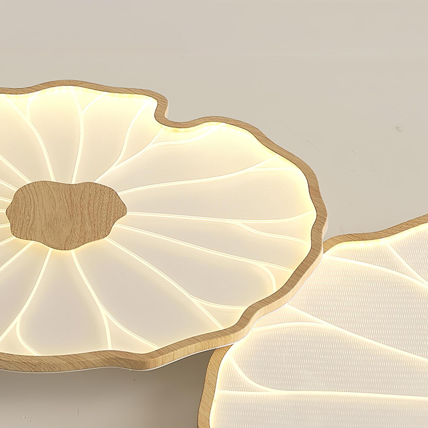 Solara Ceiling Lamp Lotus Leaf with Wooden Finish-Neutral Decor