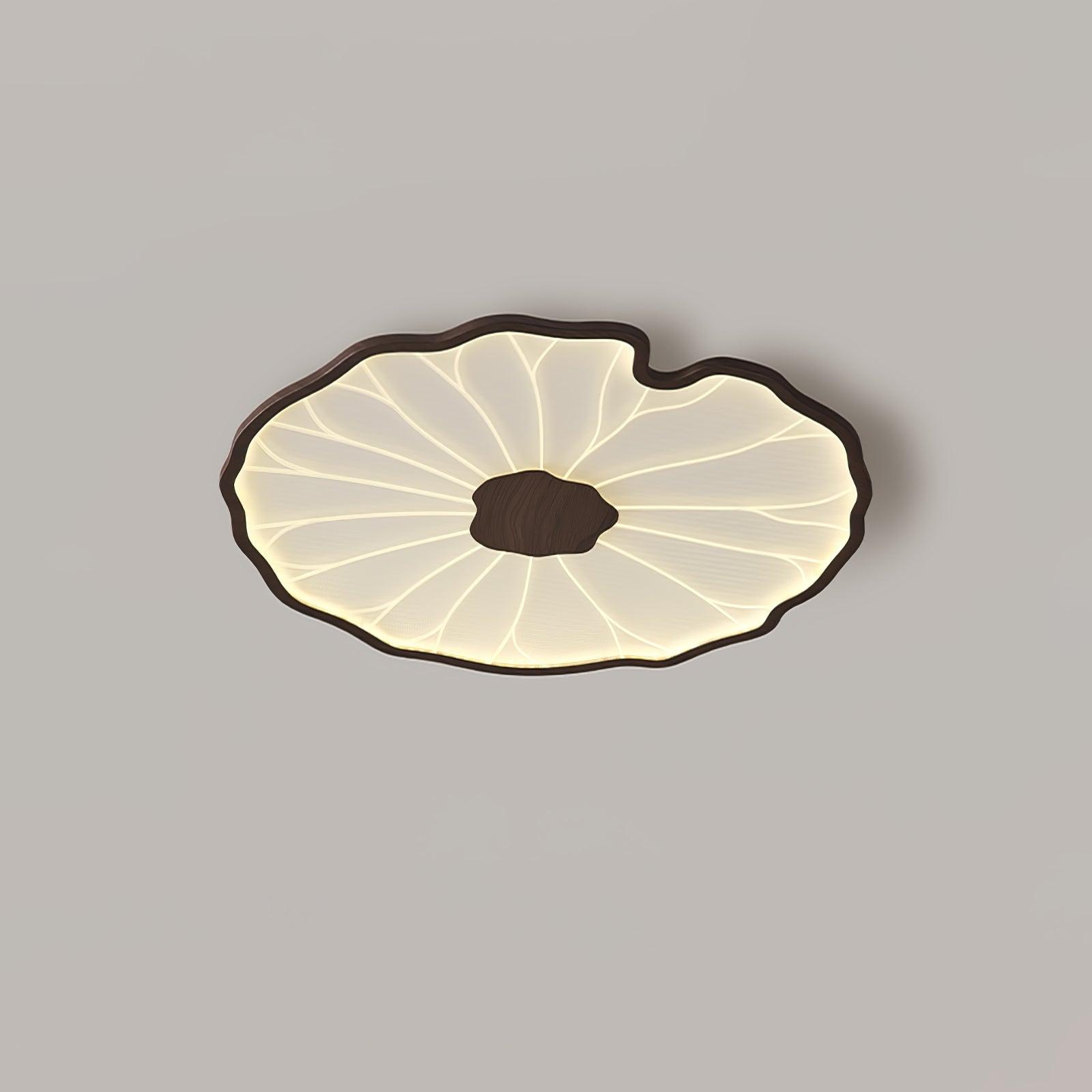 Solara Ceiling Lamp Lotus Leaf with Wooden Finish-Neutral Decor