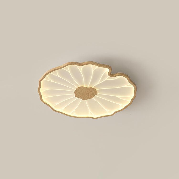Solara Ceiling Lamp Lotus Leaf with Wooden Finish-Neutral Decor