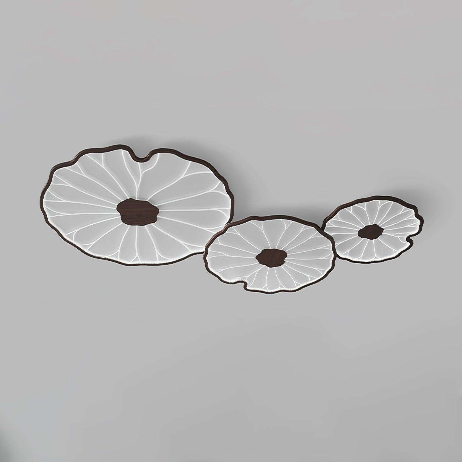 Solara Ceiling Lamp Lotus Leaf with Wooden Finish-Neutral Decor