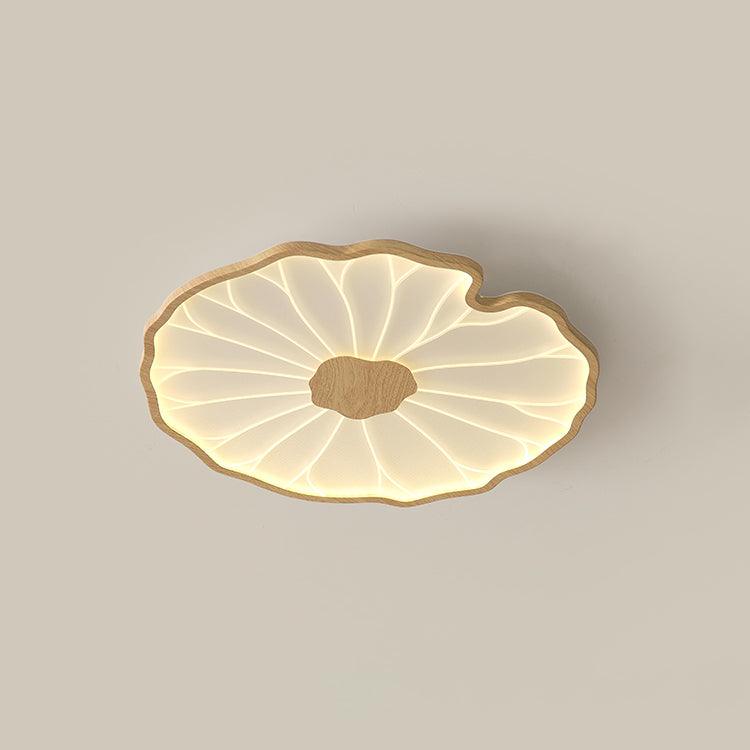 Solara Ceiling Lamp Lotus Leaf with Wooden Finish-Neutral Decor