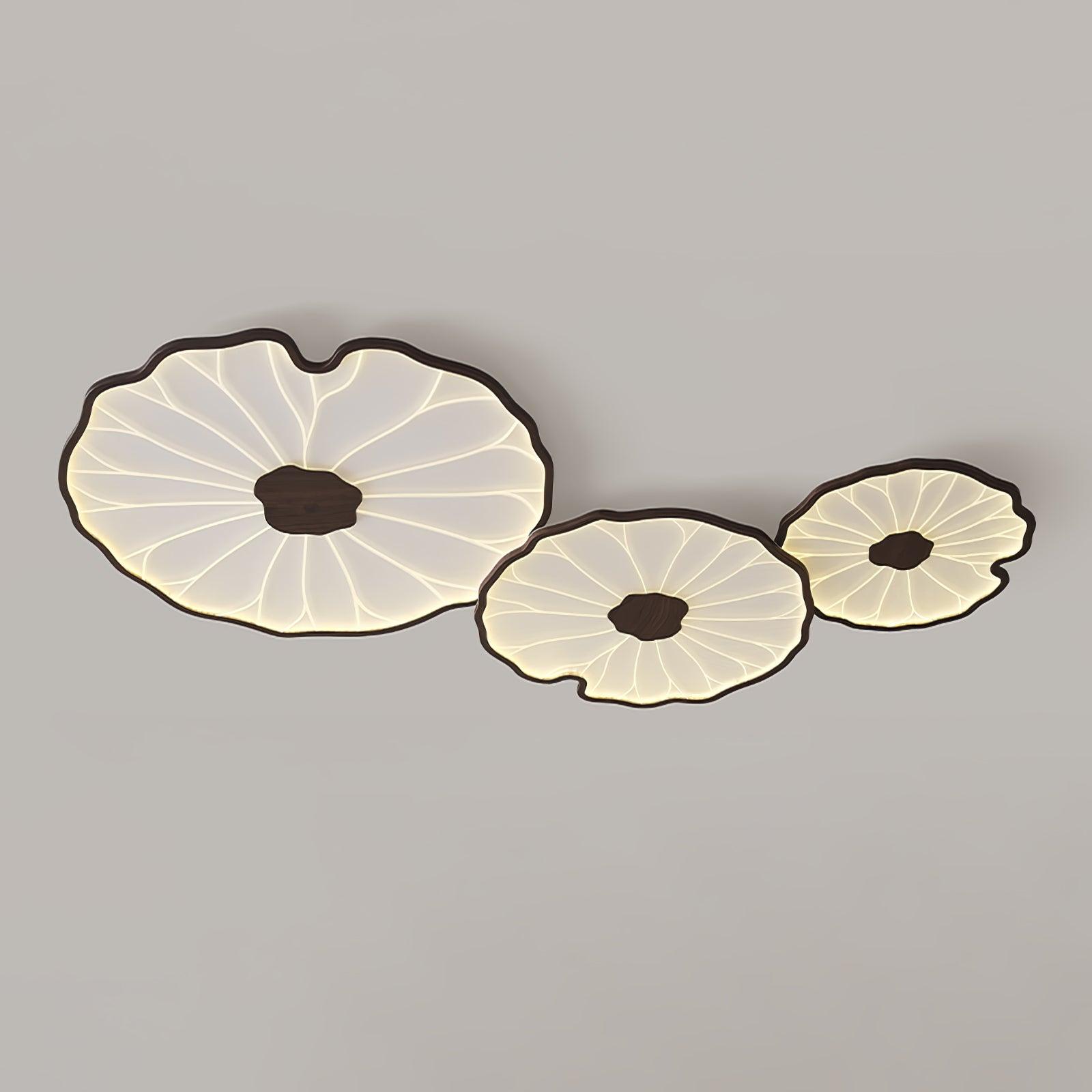Solara Ceiling Lamp Lotus Leaf with Wooden Finish-Neutral Decor