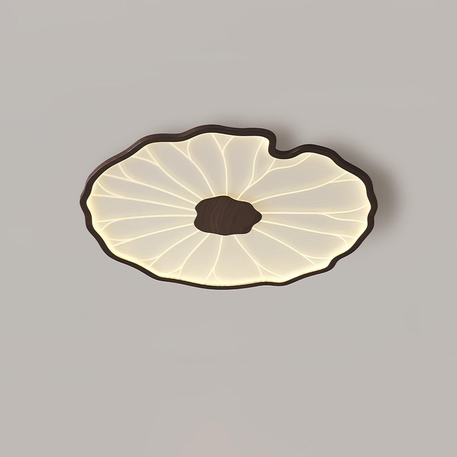 Solara Ceiling Lamp Lotus Leaf with Wooden Finish-Neutral Decor