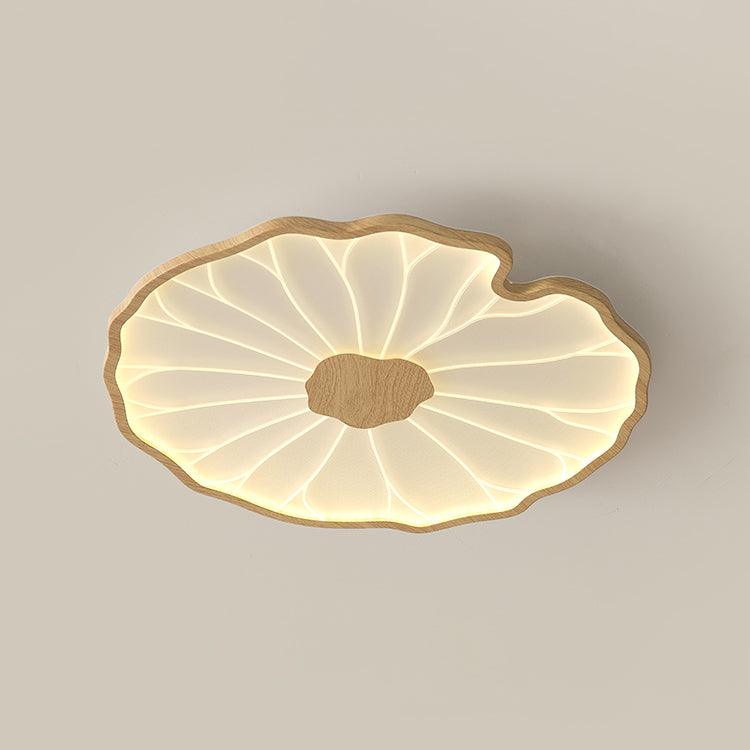 Solara Ceiling Lamp Lotus Leaf with Wooden Finish-Neutral Decor