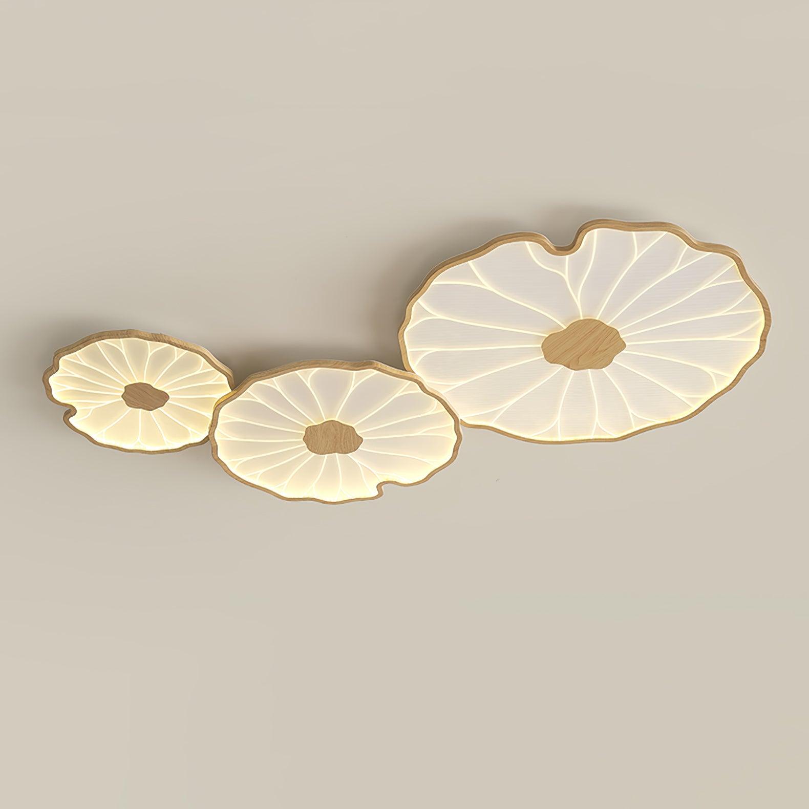 Solara Ceiling Lamp Lotus Leaf with Wooden Finish-Neutral Decor
