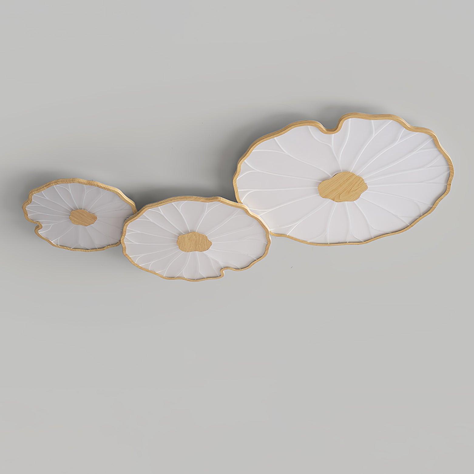 Solara Ceiling Lamp Lotus Leaf with Wooden Finish-Neutral Decor