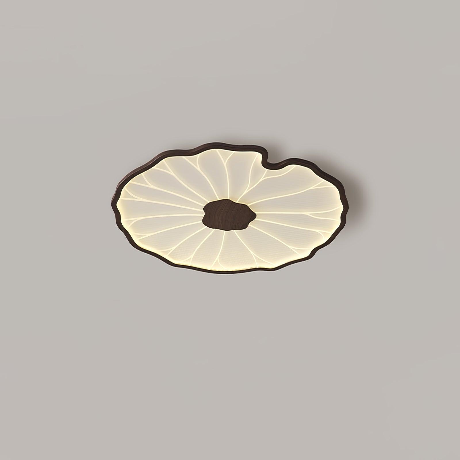 Solara Ceiling Lamp Lotus Leaf with Wooden Finish-Neutral Decor