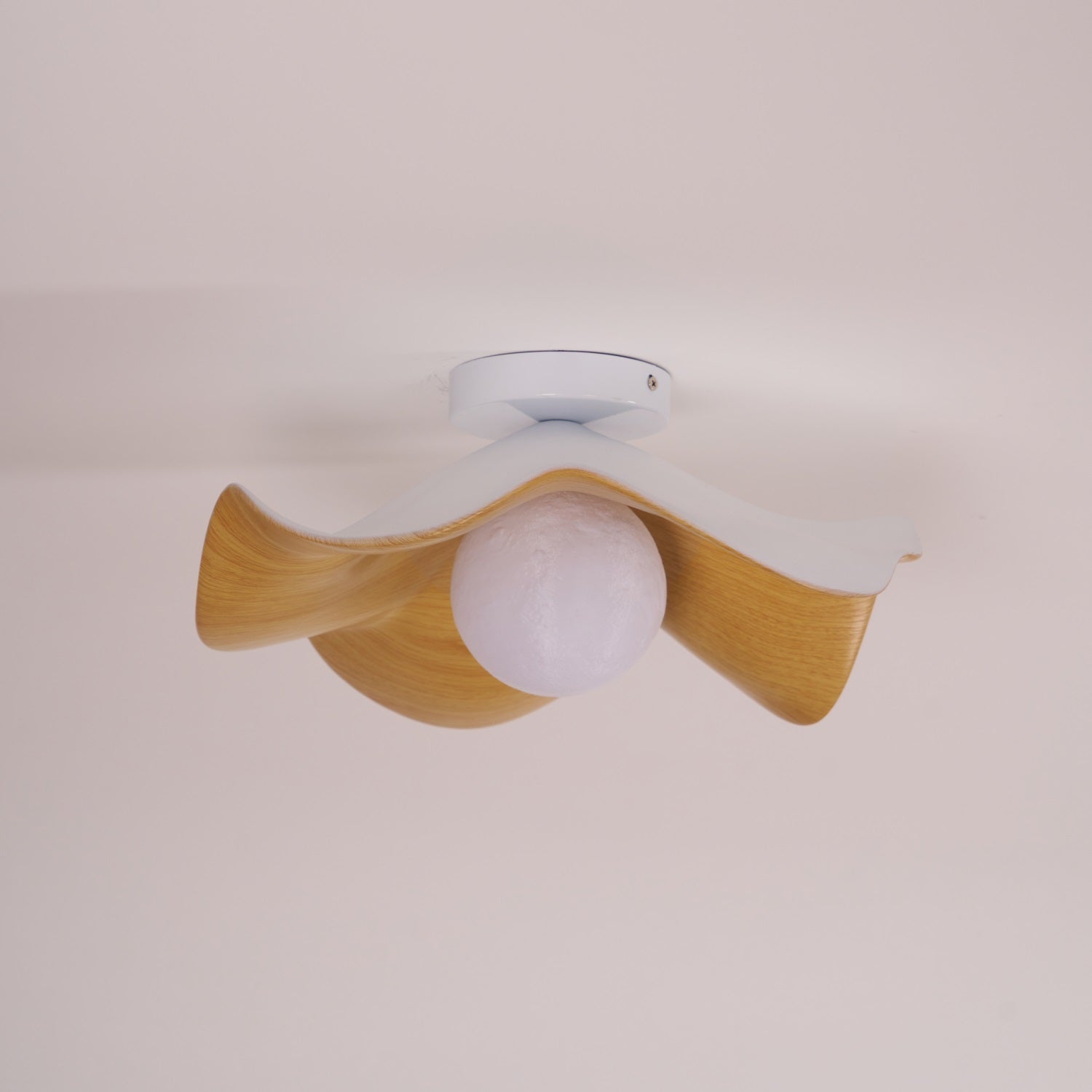 Belenor Ceiling Lamp Lotus Leaf with Wood and White Finish-Neutral Decor