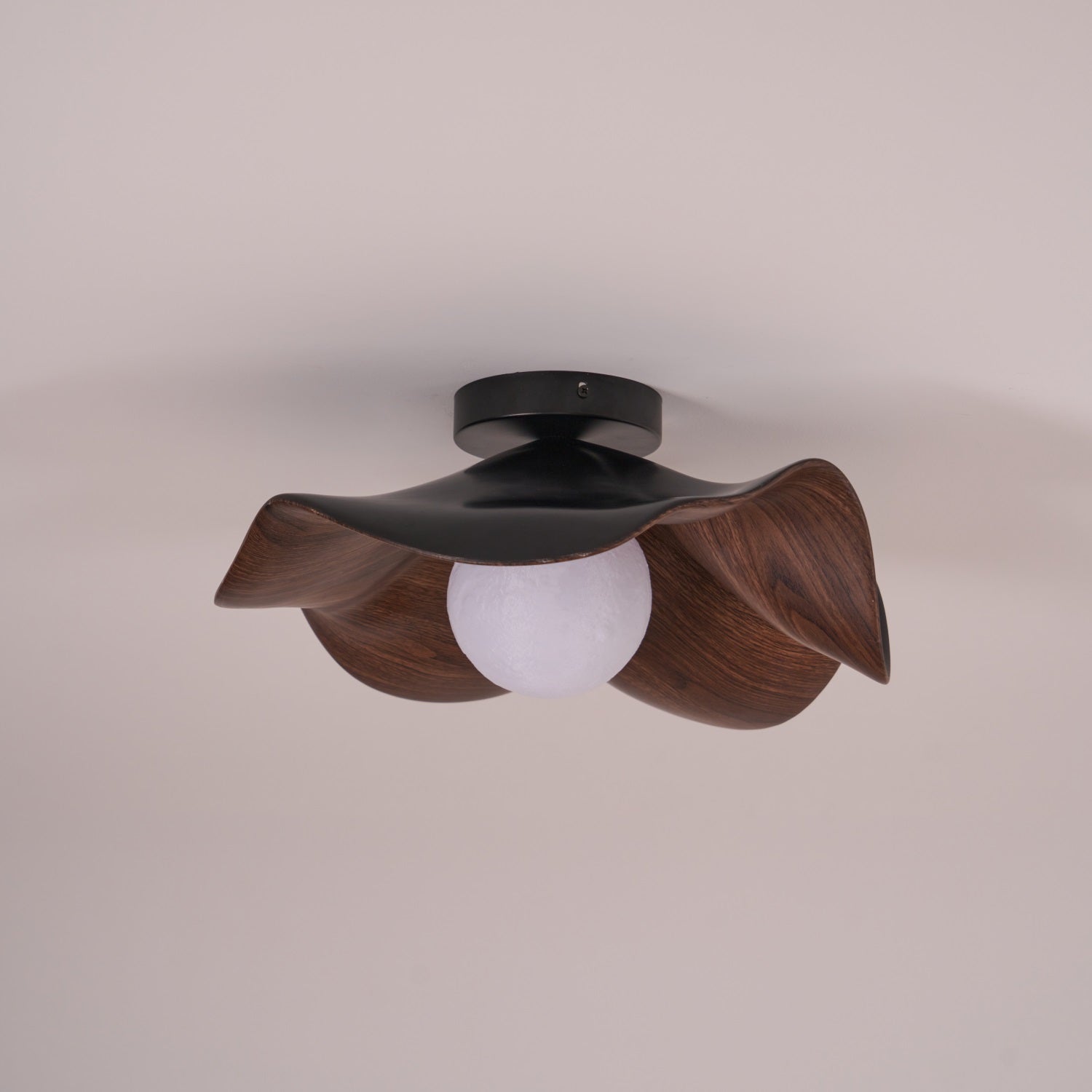 Belenor Ceiling Lamp Lotus Leaf with Wood and White Finish-Neutral Decor