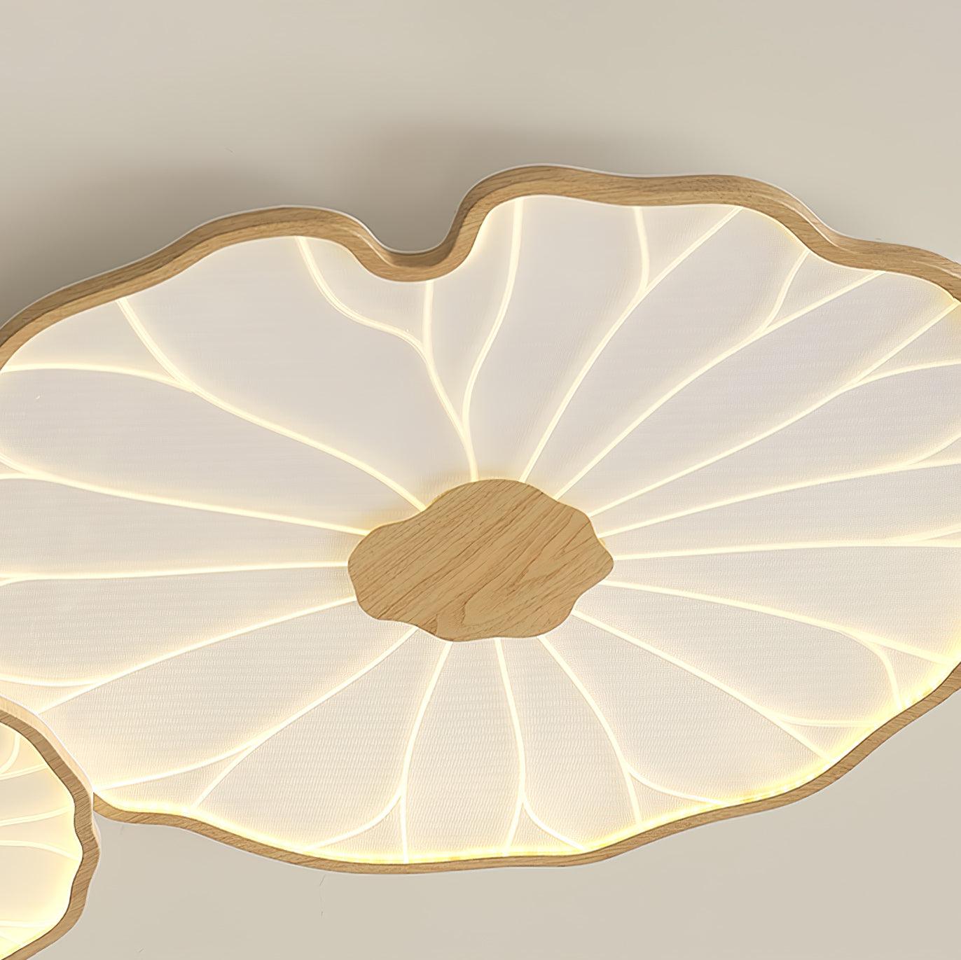 Solara Ceiling Lamp Lotus Leaf with Wooden Finish-Neutral Decor