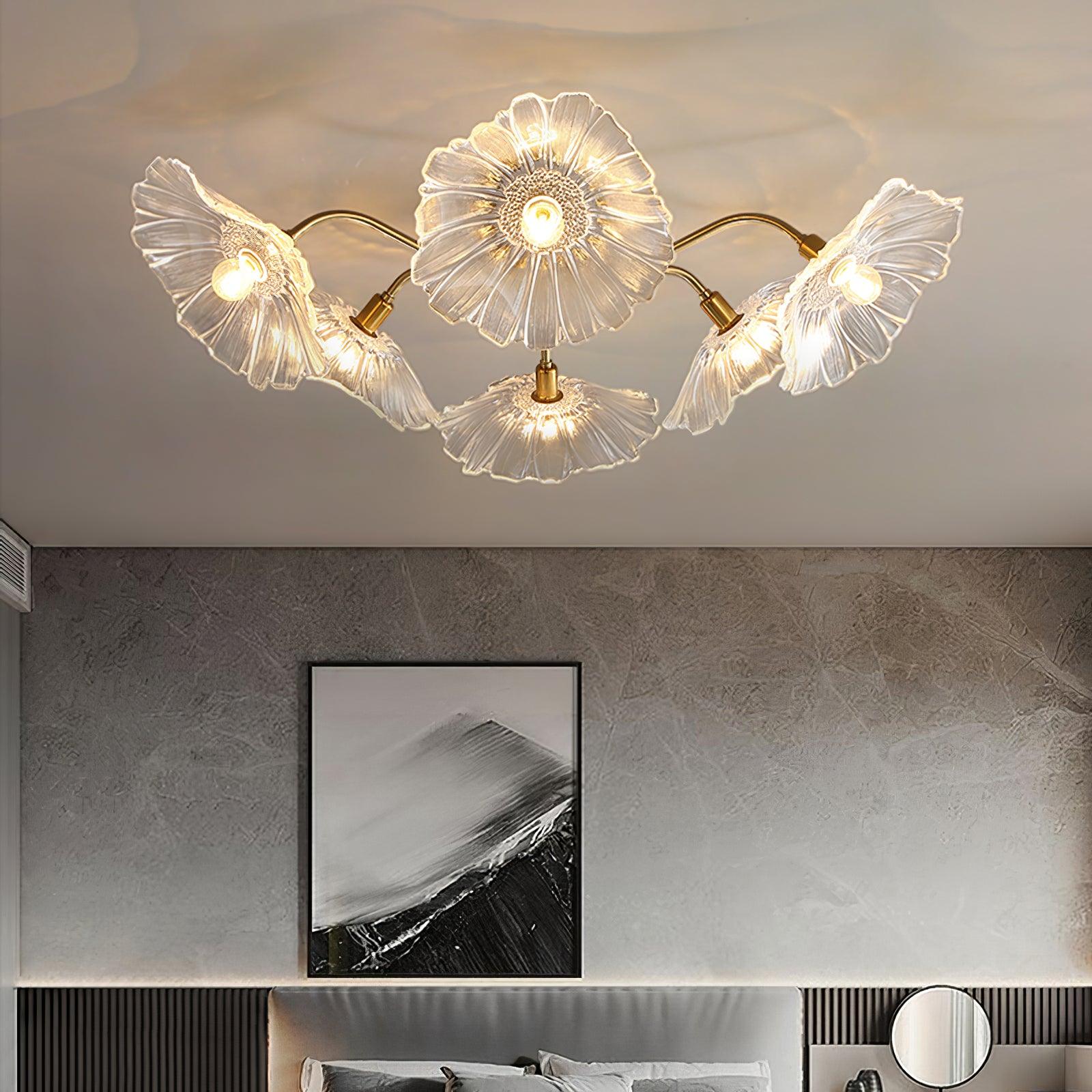 Solara Ceiling Lamp Leaf Glass with Brass Elegant-Neutral Decor