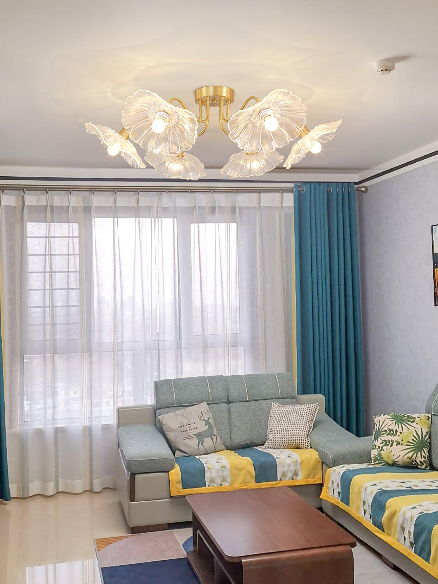 Solara Ceiling Lamp Leaf Glass with Brass Elegant-Neutral Decor