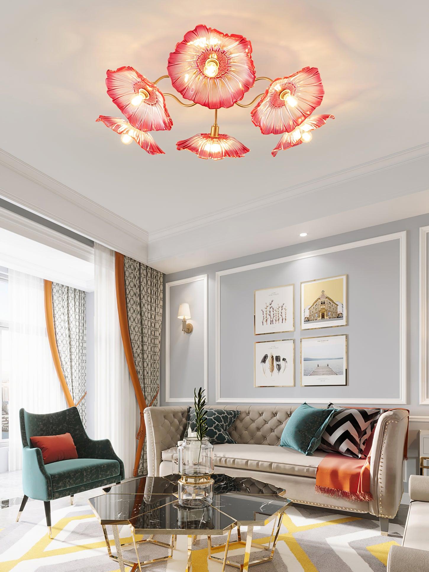 Solara Ceiling Lamp Leaf Glass with Brass Elegant-Neutral Decor