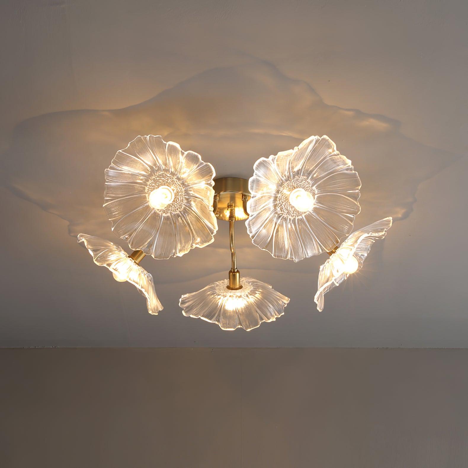 Solara Ceiling Lamp Leaf Glass with Brass Elegant-Neutral Decor