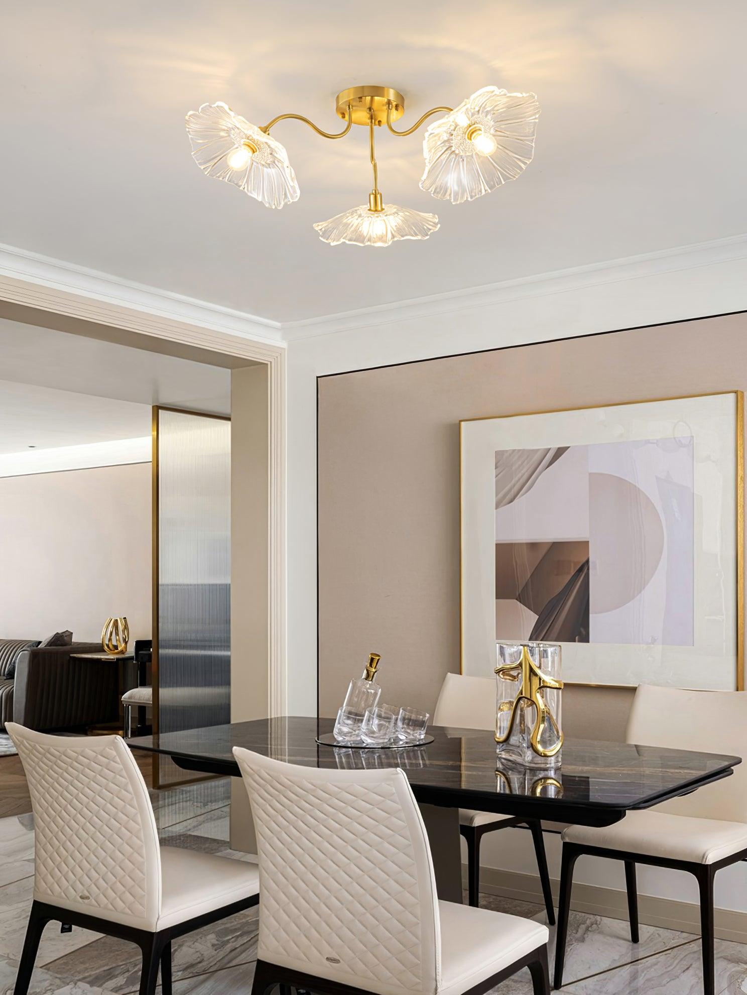 Solara Ceiling Lamp Leaf Glass with Brass Elegant-Neutral Decor