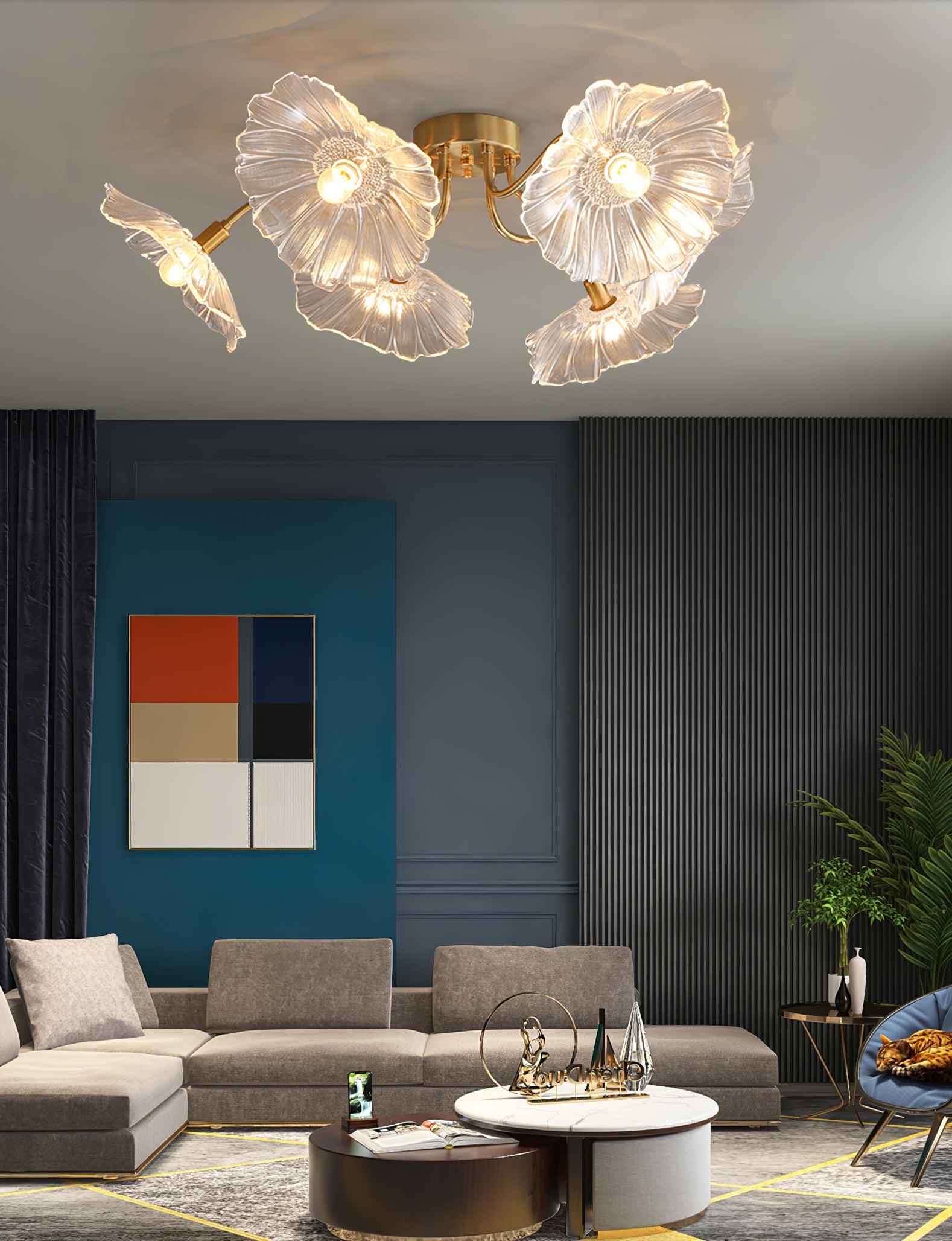 Solara Ceiling Lamp Leaf Glass with Brass Elegant-Neutral Decor