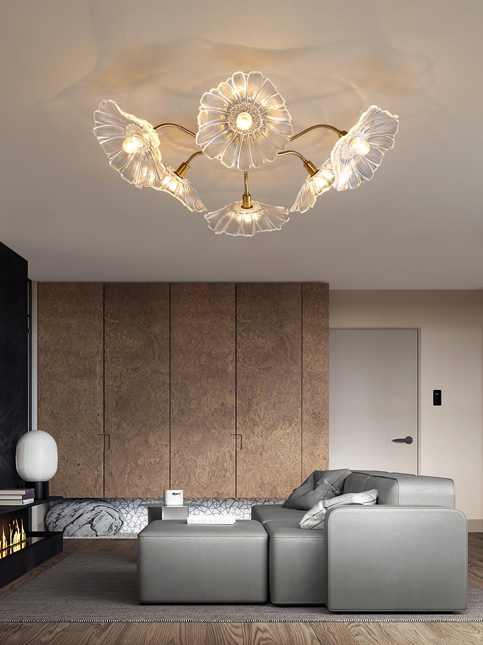 Solara Ceiling Lamp Leaf Glass with Brass Elegant-Neutral Decor