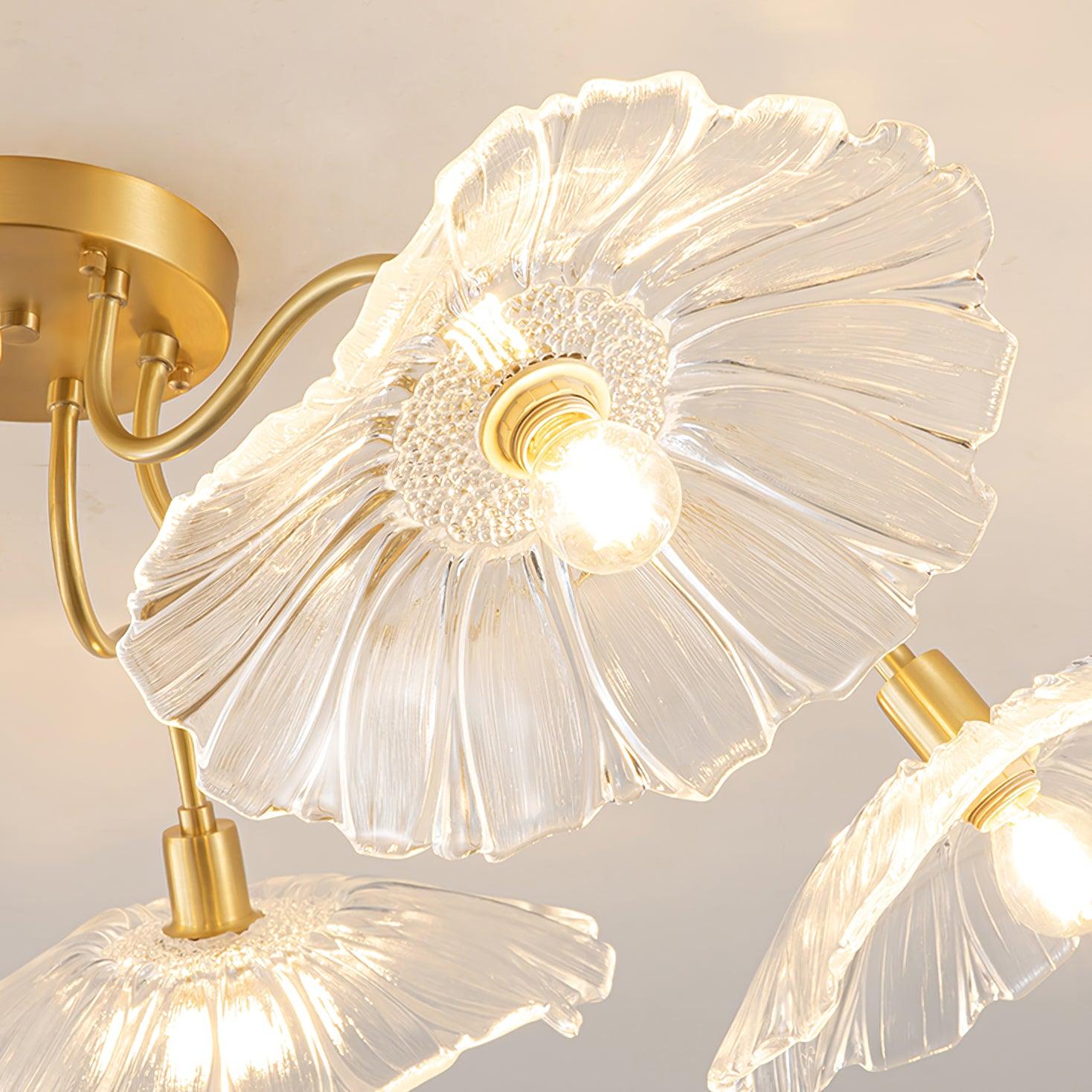 Solara Ceiling Lamp Leaf Glass with Brass Elegant-Neutral Decor