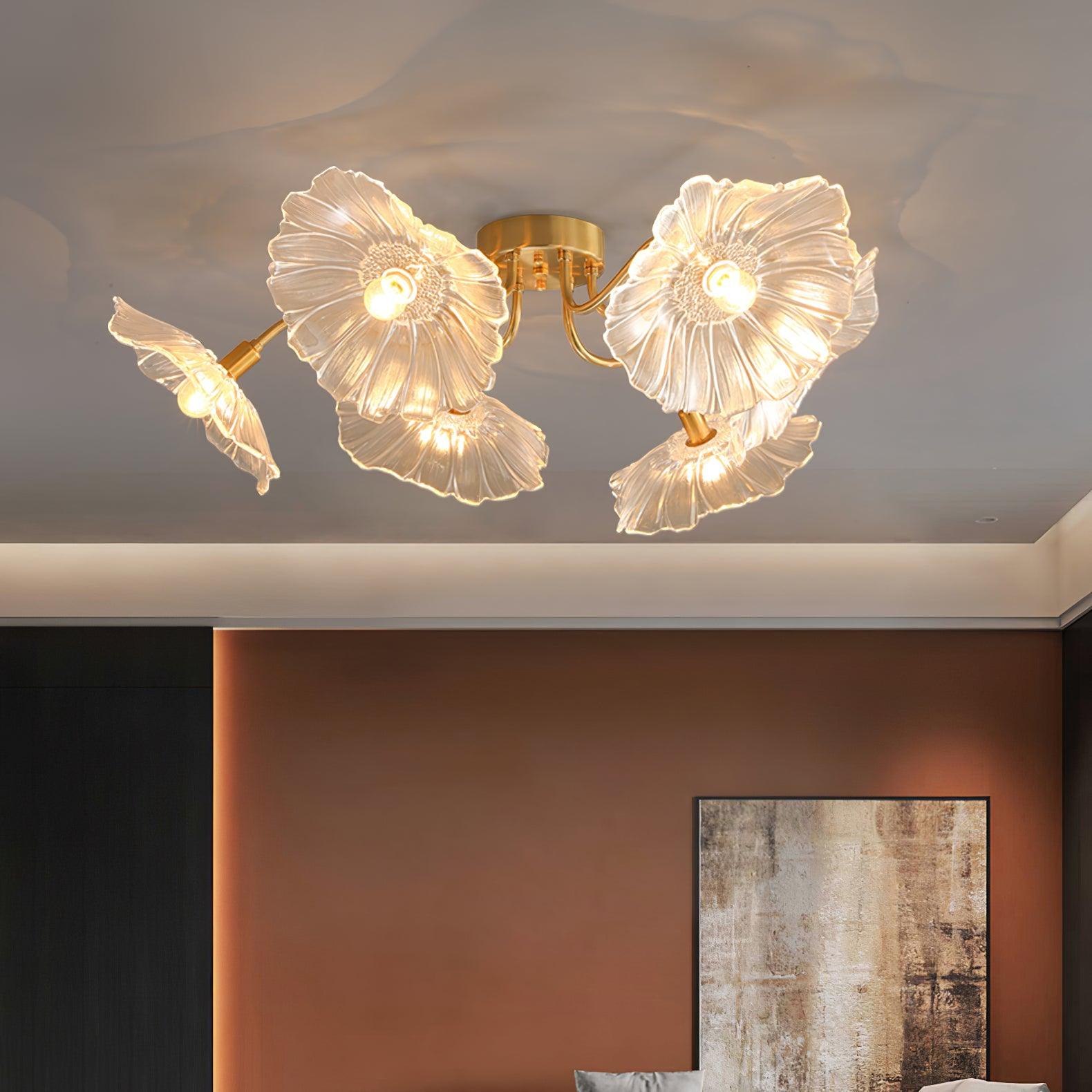Solara Ceiling Lamp Leaf Glass with Brass Elegant-Neutral Decor