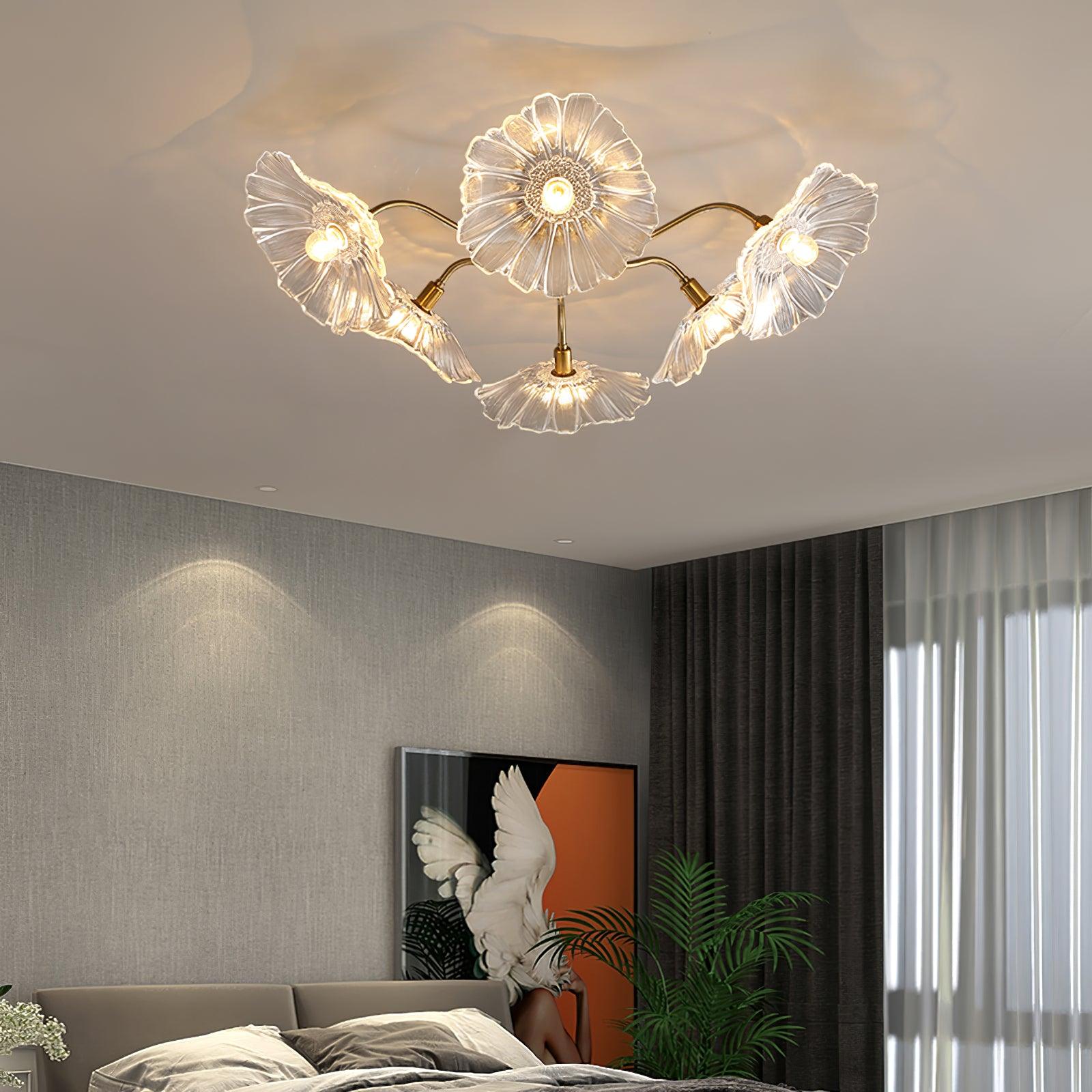 Solara Ceiling Lamp Leaf Glass with Brass Elegant-Neutral Decor