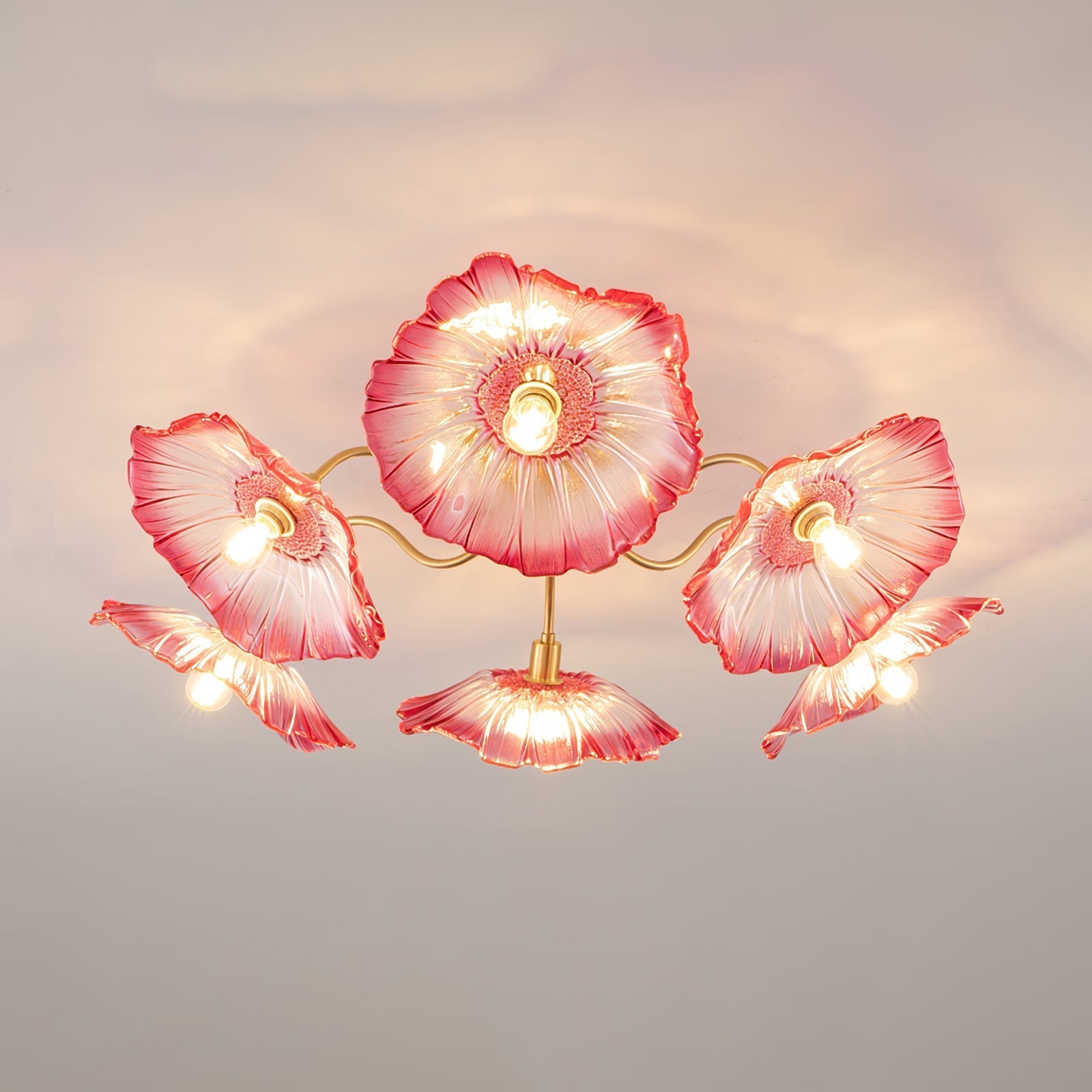Solara Ceiling Lamp Leaf Glass with Brass Elegant-Neutral Decor