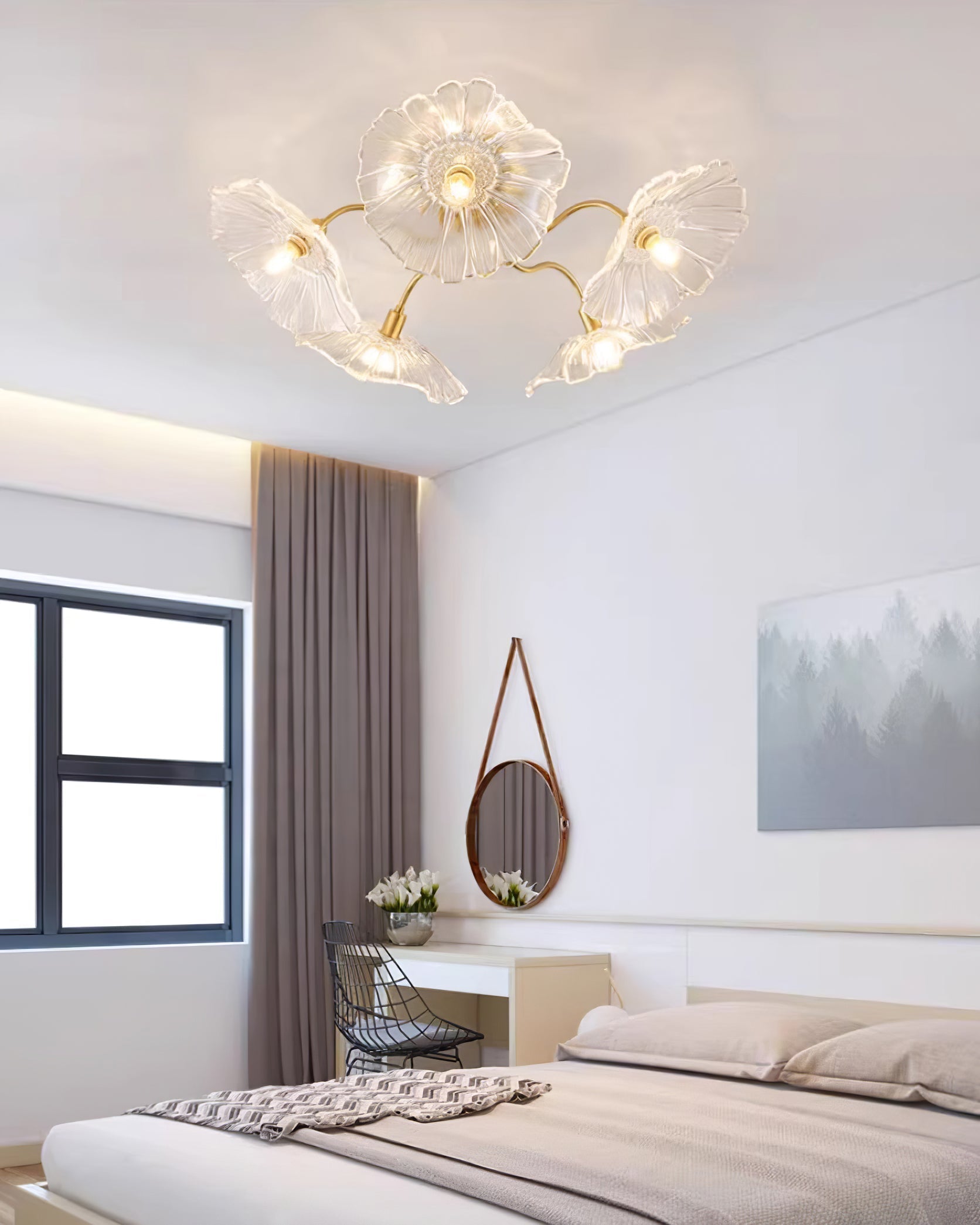 Solara Ceiling Lamp Leaf Glass with Brass Elegant-Neutral Decor