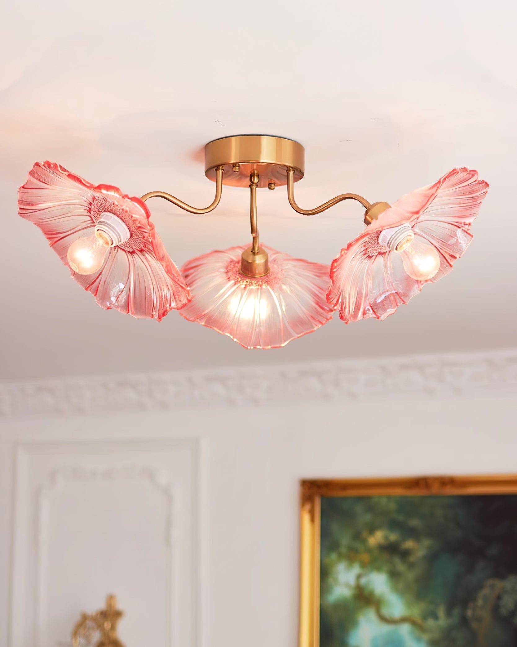 Solara Ceiling Lamp Leaf Glass with Brass Elegant-Neutral Decor
