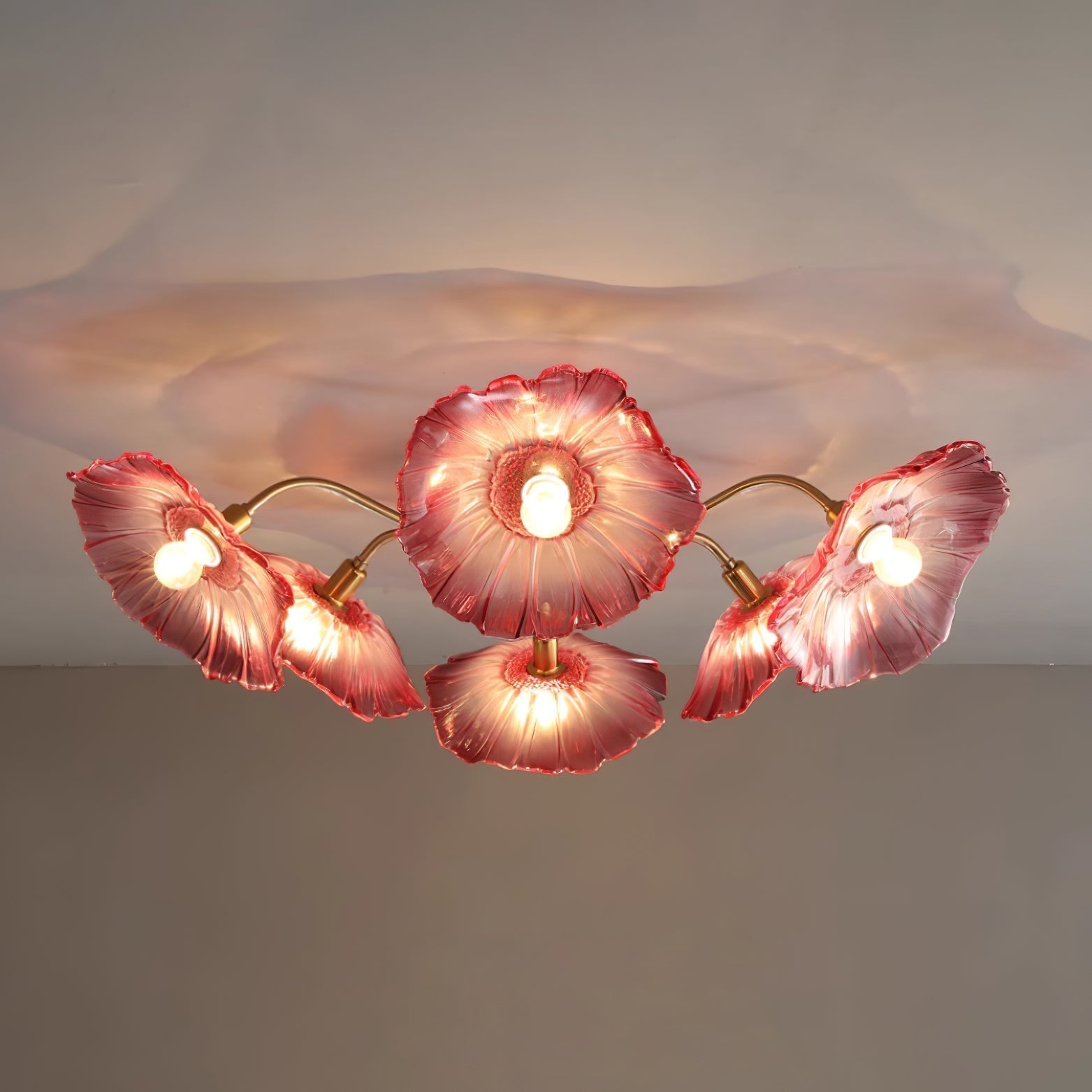 Solara Ceiling Lamp Leaf Glass with Brass Elegant-Neutral Decor