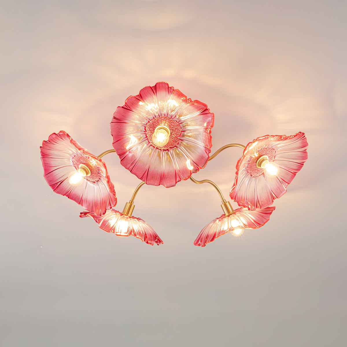 Solara Ceiling Lamp Leaf Glass with Brass Elegant-Neutral Decor