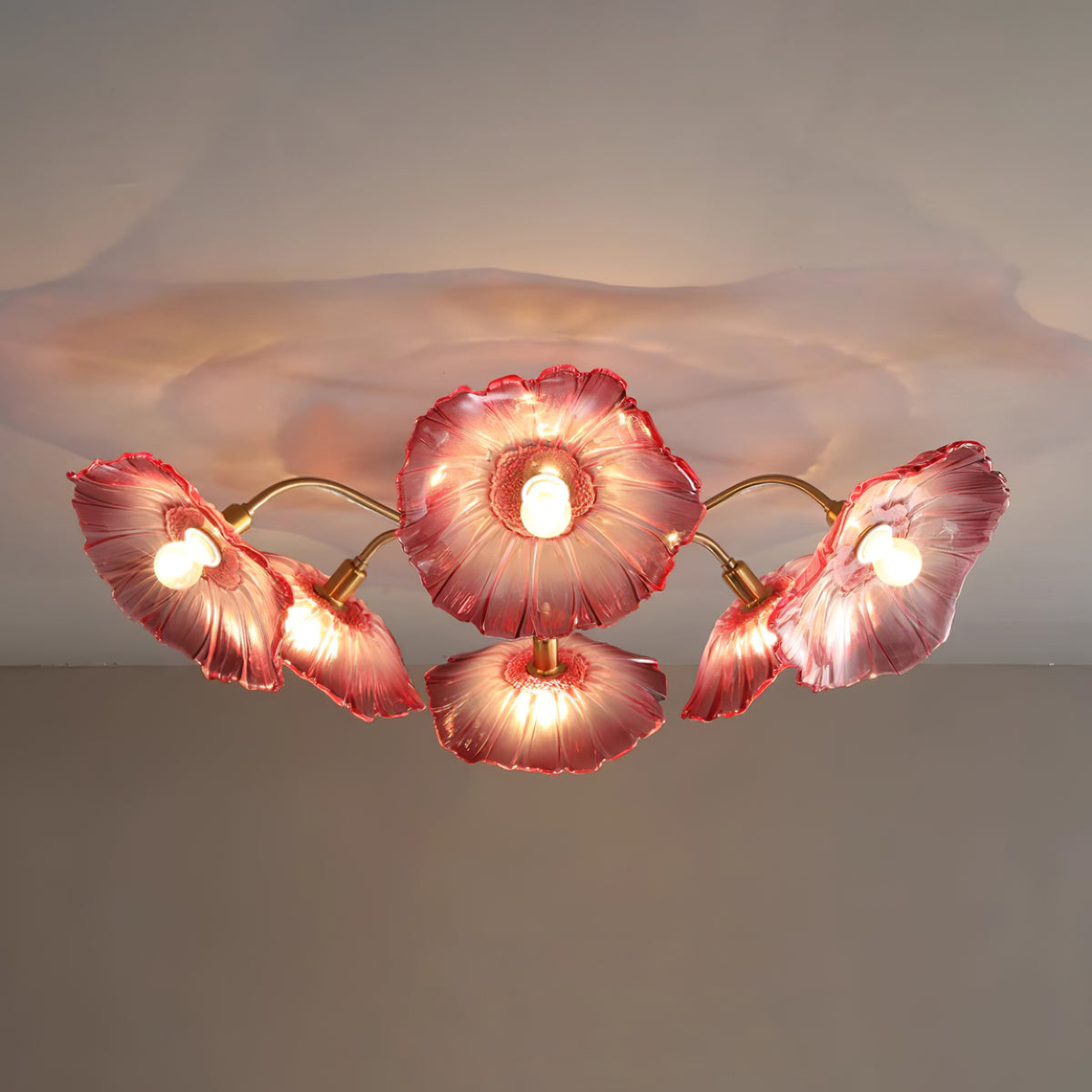 Solara Ceiling Lamp Leaf Glass with Brass Elegant-Neutral Decor