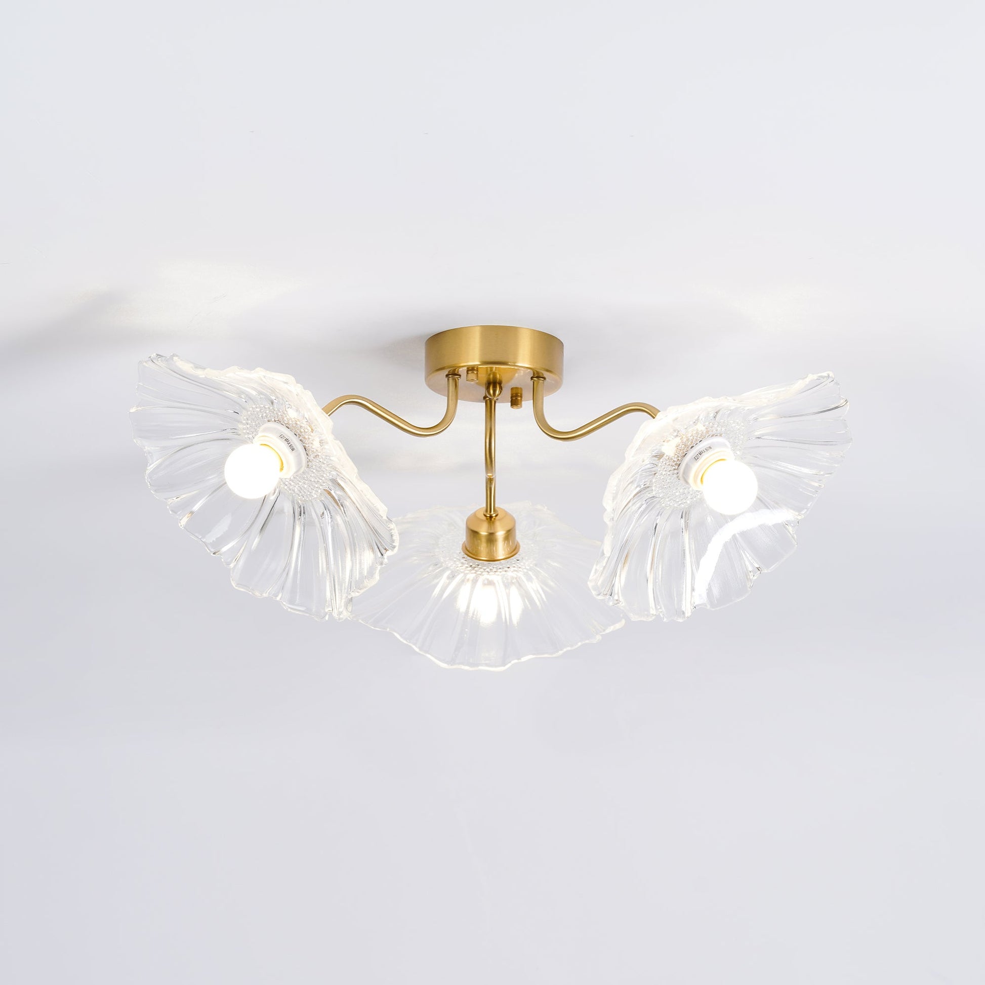 Solara Ceiling Lamp Leaf Glass with Brass Elegant-Neutral Decor